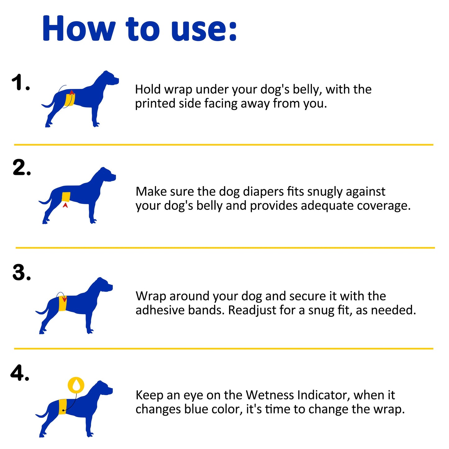 Dono Disposable Male Dog Diapers Dog Wraps Super Absorbent Soft Pet Diapers, Including Four Sizes, Extra Small, Small, Medium, Large, Diapers Wetness Indicator-48pcs (L-48 Count)