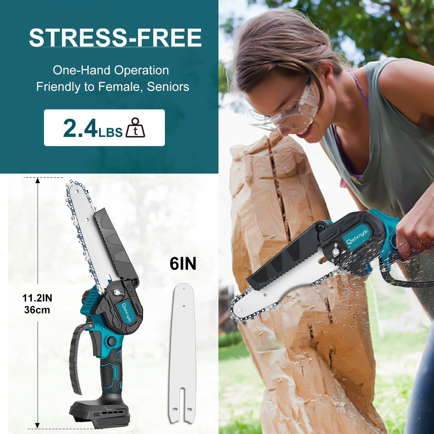 Cordless Mini Chainsaw 6 Inch for Makita 18V LXT (No Battery), Brushless Portable Electric Chain Saw Tool for Makita BL1850, Small Handheld Chainsaw for Pruning Shear Branch Wood Cutting Tree Trimming