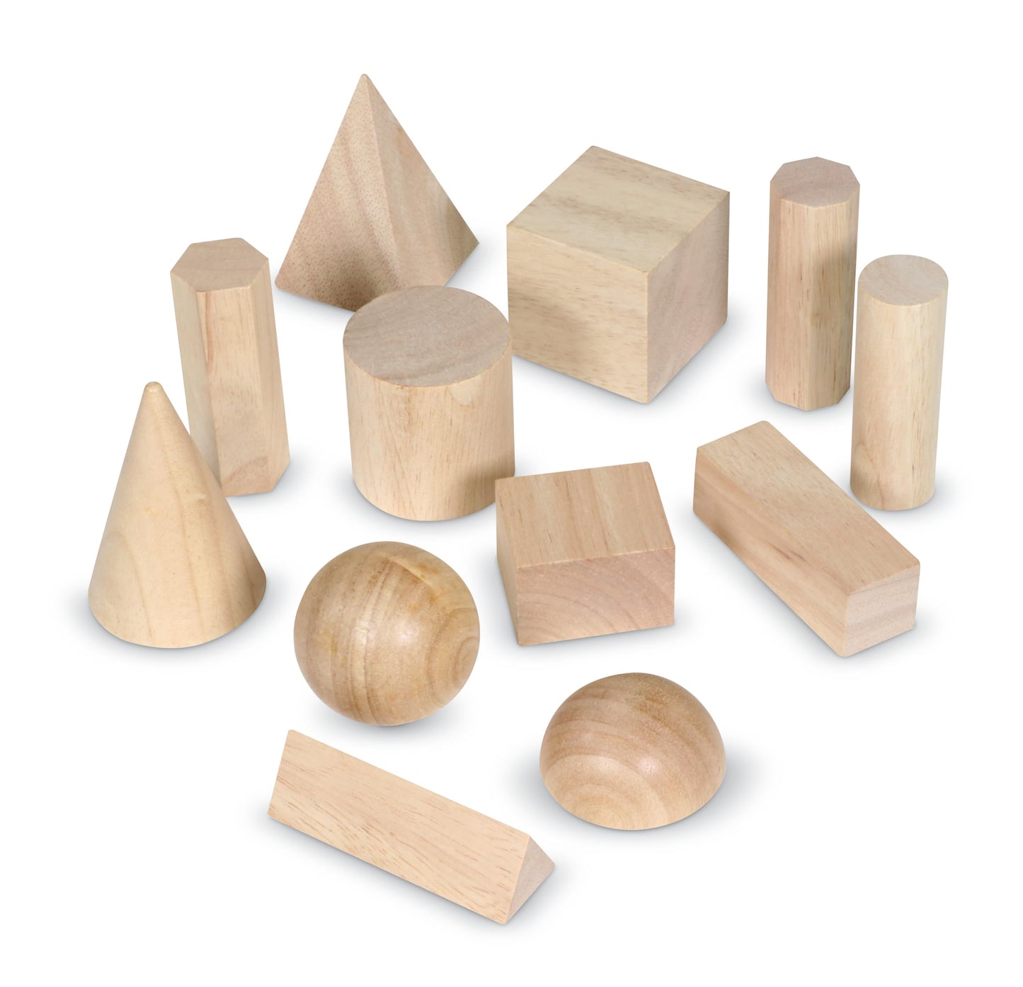 Learning Resources LER0120 Geometric Solids, Wooden Shapes, Set of 12 Geometric Shapes, Ages 6+