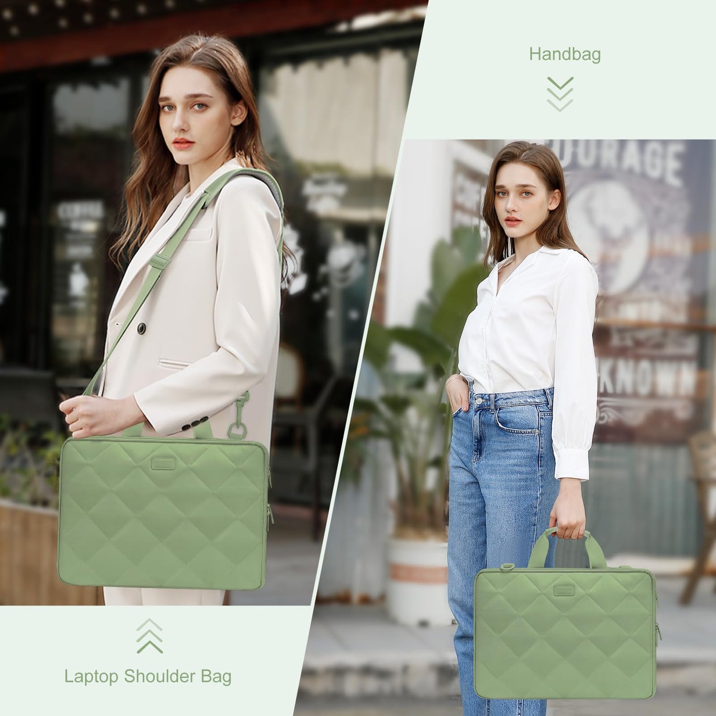 MOSISO 360 Protective Laptop Shoulder Bag, 15-15.6 inch Double Layer Fluffy Padded Laptop Bag with Anti-theft Zipper Compatible with MacBook Pro 16/Air 15, HP Dell Lenovo Asus Notebook, Antique Green