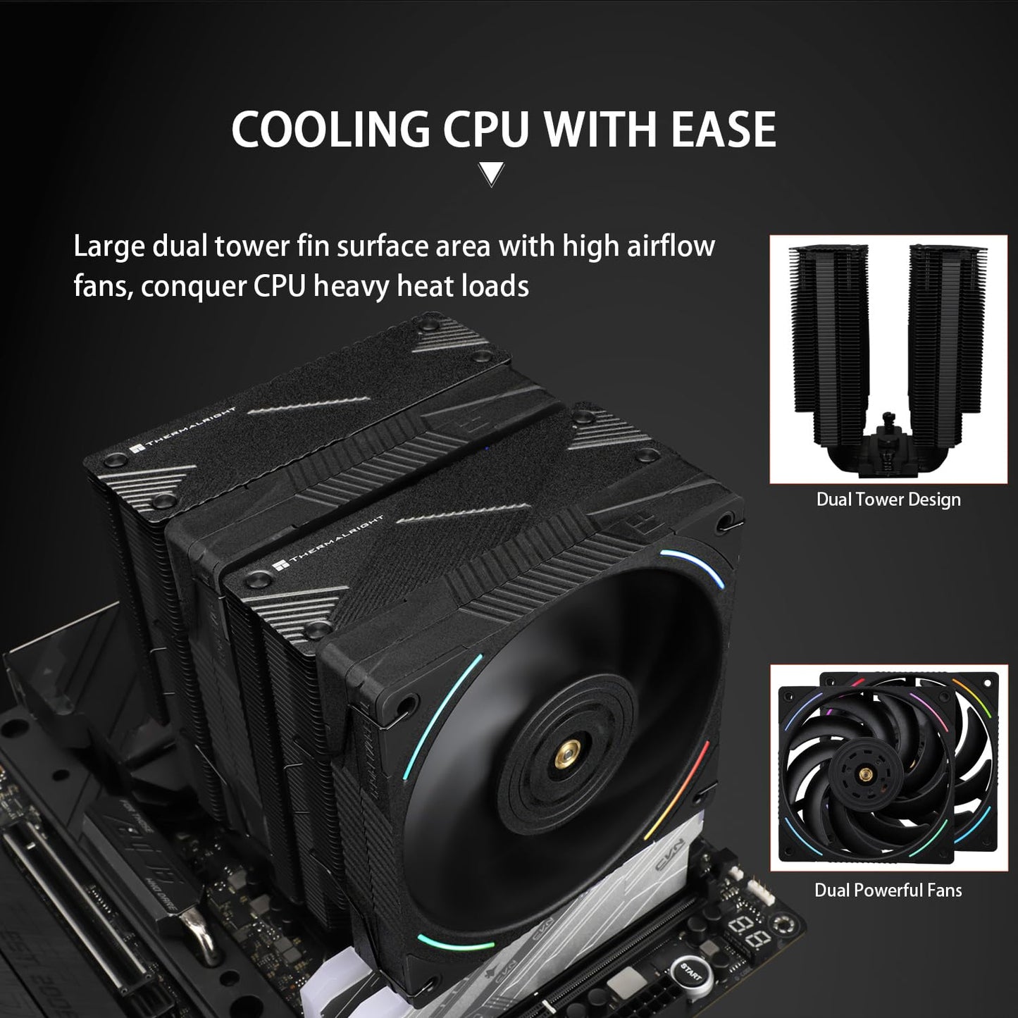 Thermalright Phantom Spirit 120 EVO CPU Cooler,7×6mm Heat Pipes CPU Air Cooler,Dual PWM Fan Computer Cooling,2150RPM Speed,for AMD AM4 AM5/Intel 1700/1150/1151/1200/17XX/2011
