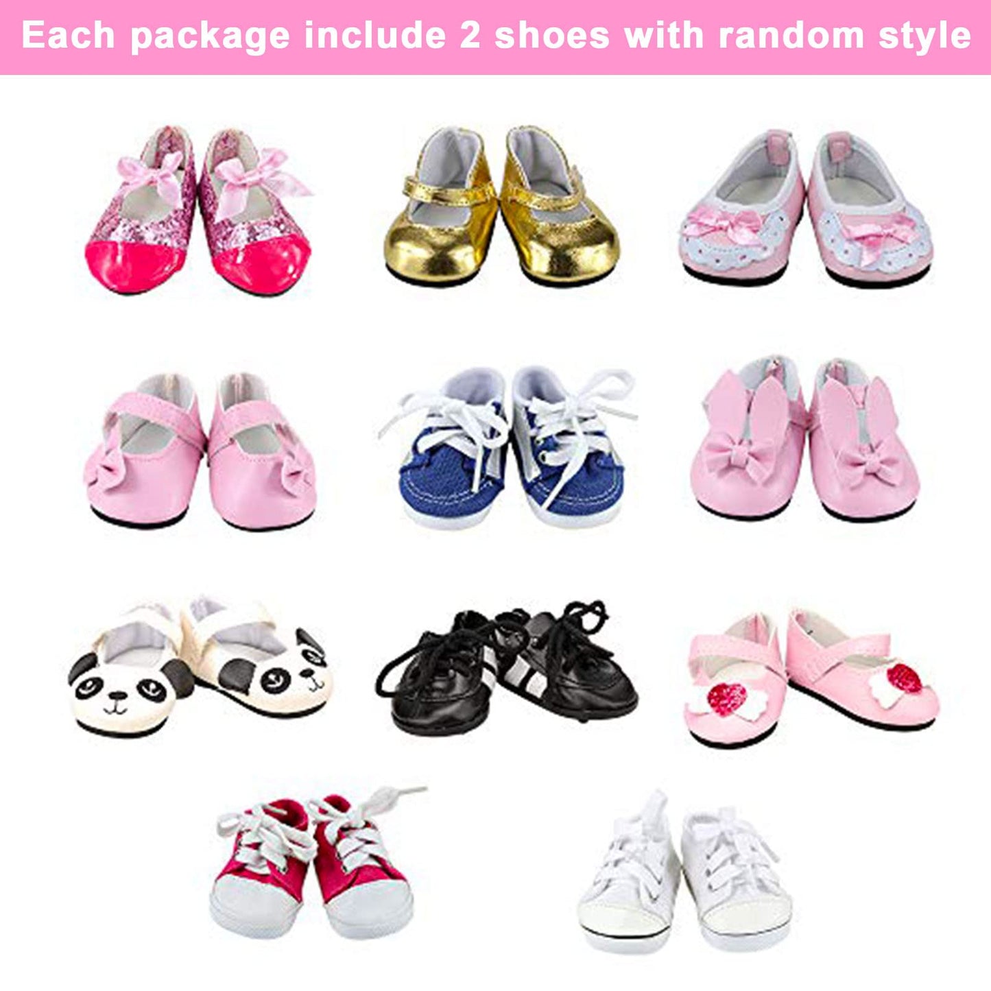 Barwa American 18 Inch Girl Doll Clothes Outfits Accessories - 5 Daily Costumes Clothes, 2 Random Style Shoes and 5 Accessories for 18 Inch Dolls Accessories