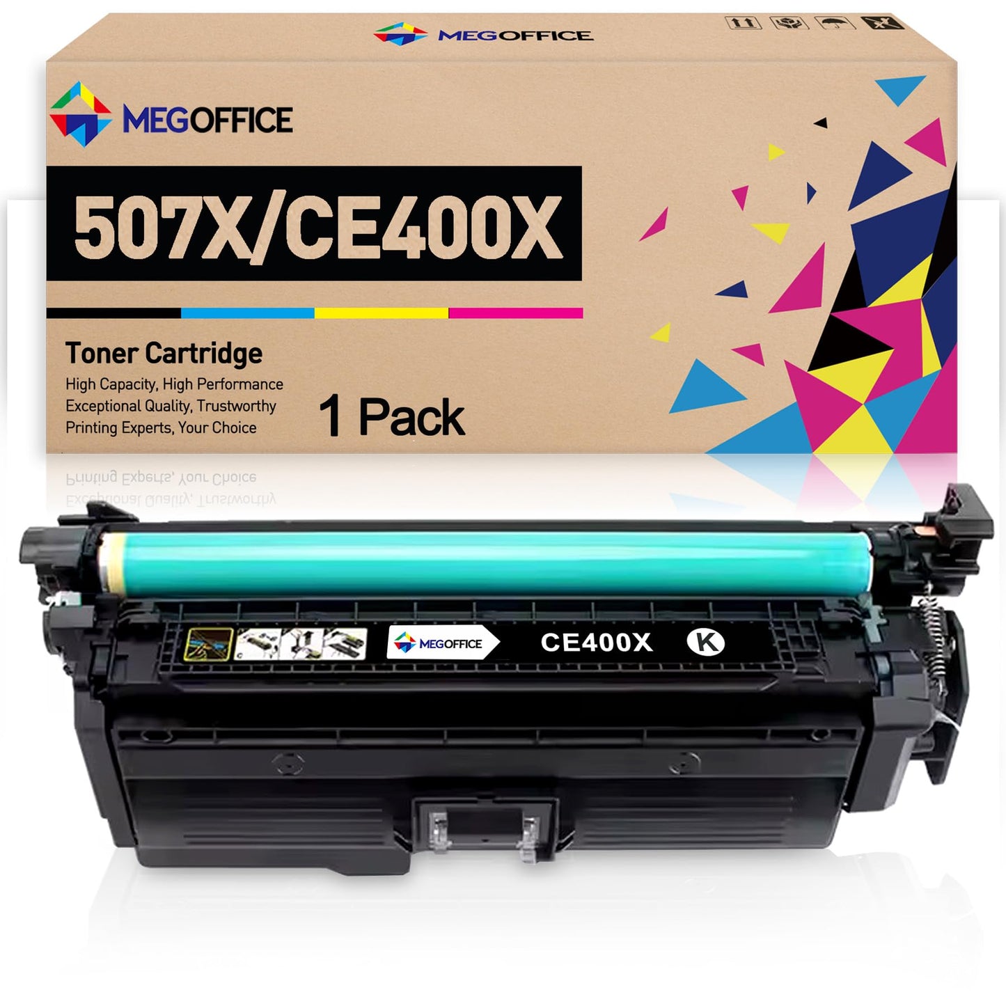 MEGOFFICE Compatible Toner Cartridge Replacement for HP 507X Black Toner Cartridge 507A High Yield CE400X for Laserjet 500 Color m551 m551dn m551n m551xh m570dn m570dw m575c m575dn m575f (1-Pack)