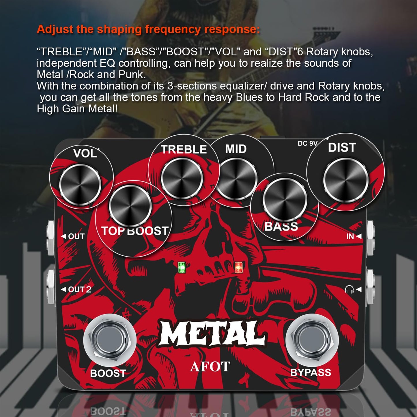 AFOT Heavy Metal Guitar Distortion Pedal Creates Metal Rock Punk Sound Muff Top Boost Distortion Pedal Black Metal Distortion