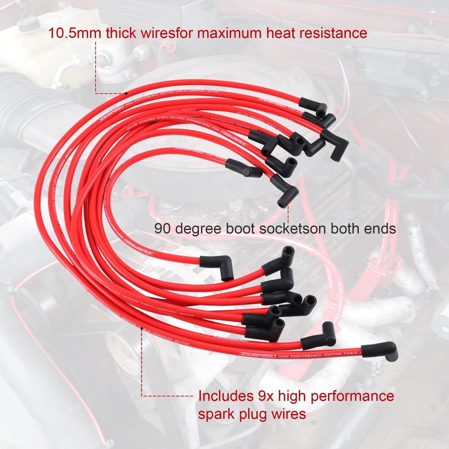 JDMSPEED New 10.5mm Spark Plug Wire Set Replacement for HEI SBC BBC 350 383 454 Electronic