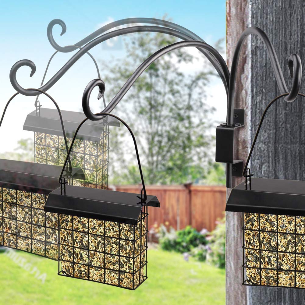 AJART Bird Feeder Hangers Outdoor: 16"-2PCs Swivel Hanging Plant Bracket for Wall Mount - Swivel Plant Hook for Flower Basket