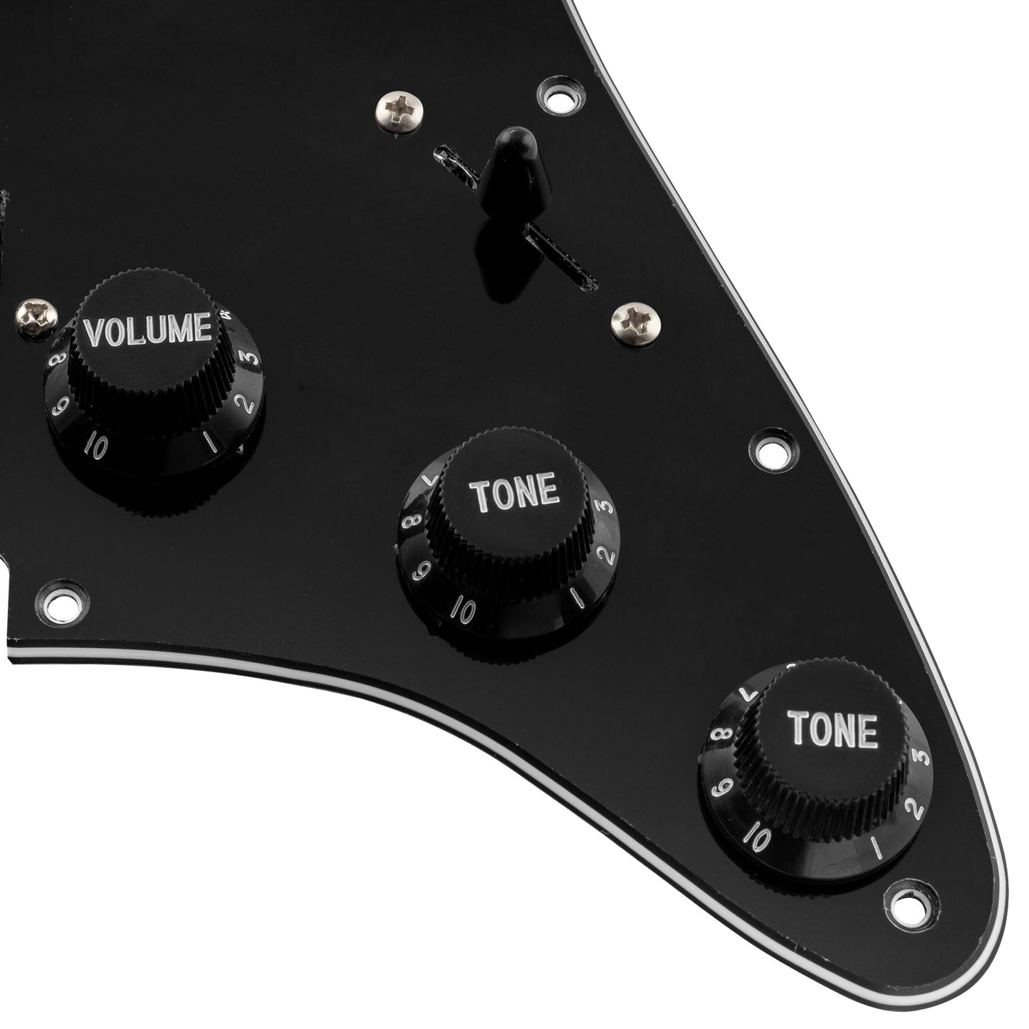 Musiclily SSH 11 Hole Prewired Loaded Humbuckers Stratocaster Pickguard with Noiseless Alnico 5 Pickups Set for Strat Style Guitar,3Ply Black