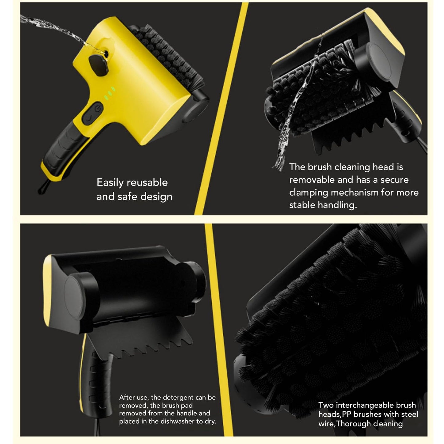 2 in 1 Cordless Rechargeable Electric Grill Brush, 360° Rotating Heads Adjustable Speed Barbecue Cleaner