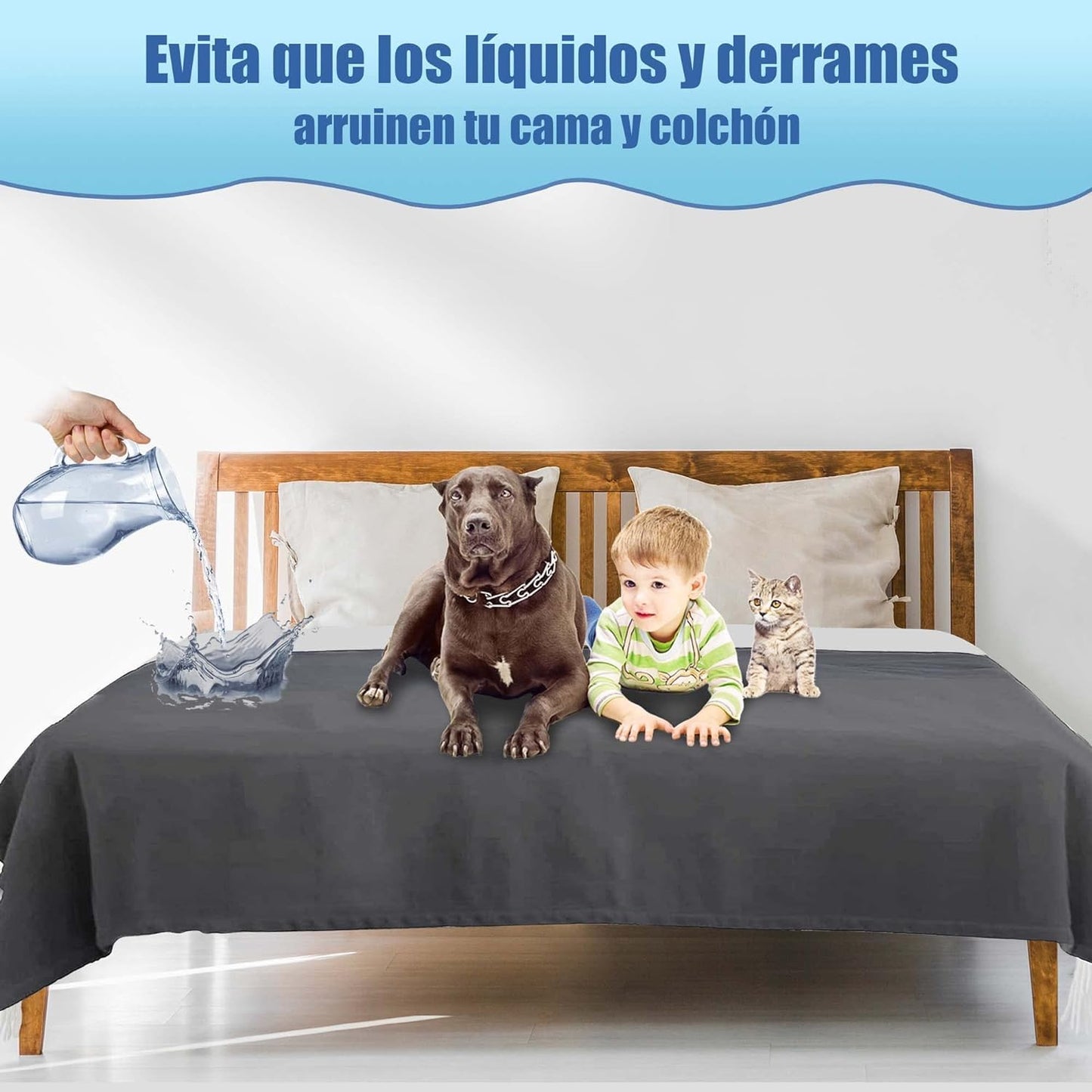 Waterproof Blanket for Bed, Couch, Kids & Pets Protection – Splash-Proof, Spill-Proof, Leakproof Flannel Blanket Reversible Design (Moon Grey & Starlit Grey, 60x80”) Bedding Aid