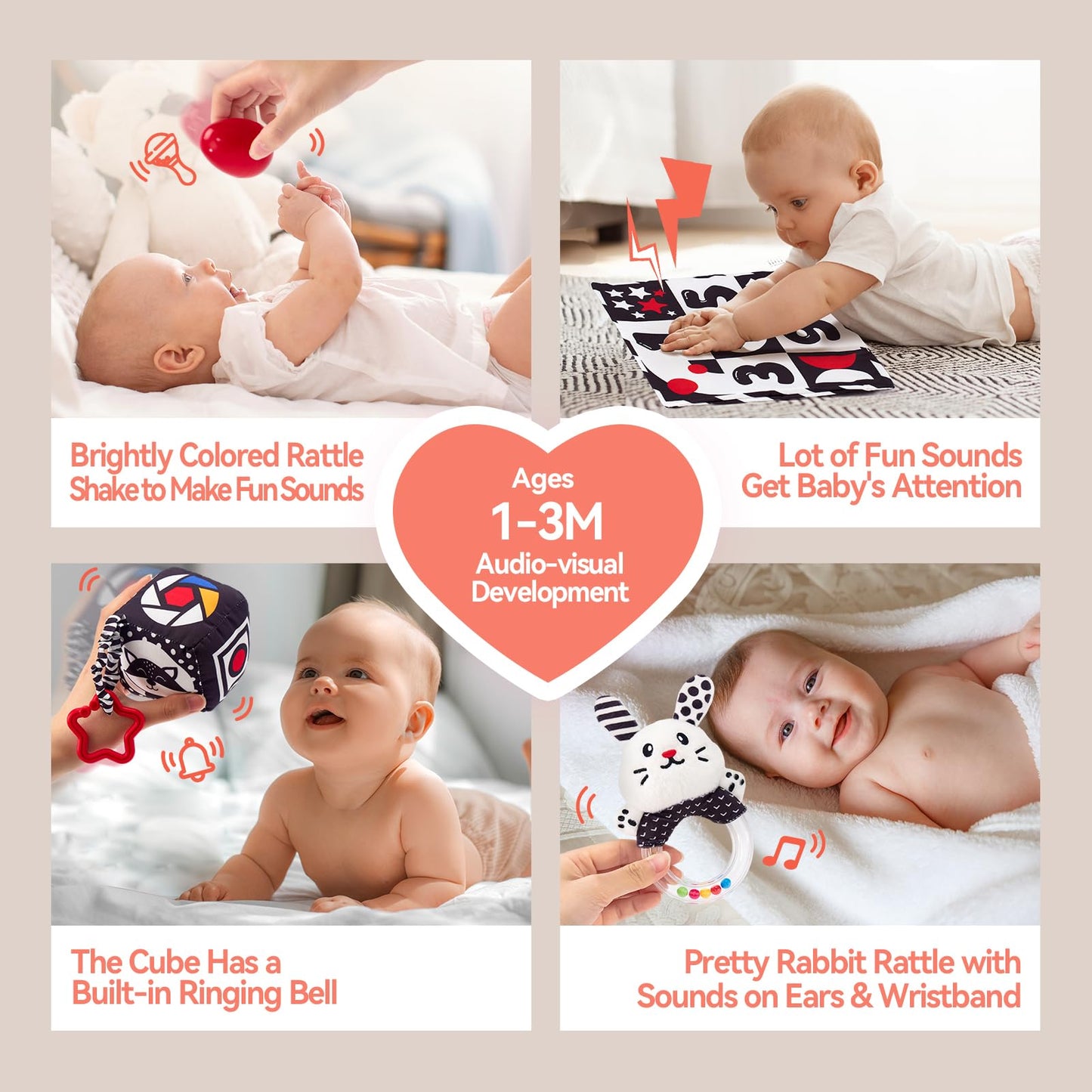 hahaland 30 in 1 Black and White Baby Toys 0 3 6 Months, High Contrast Baby Newborn Toys 0-6 Months, Tummy Time Mirror Toys Set, Baby Sensory Toys for Babies for 0M+