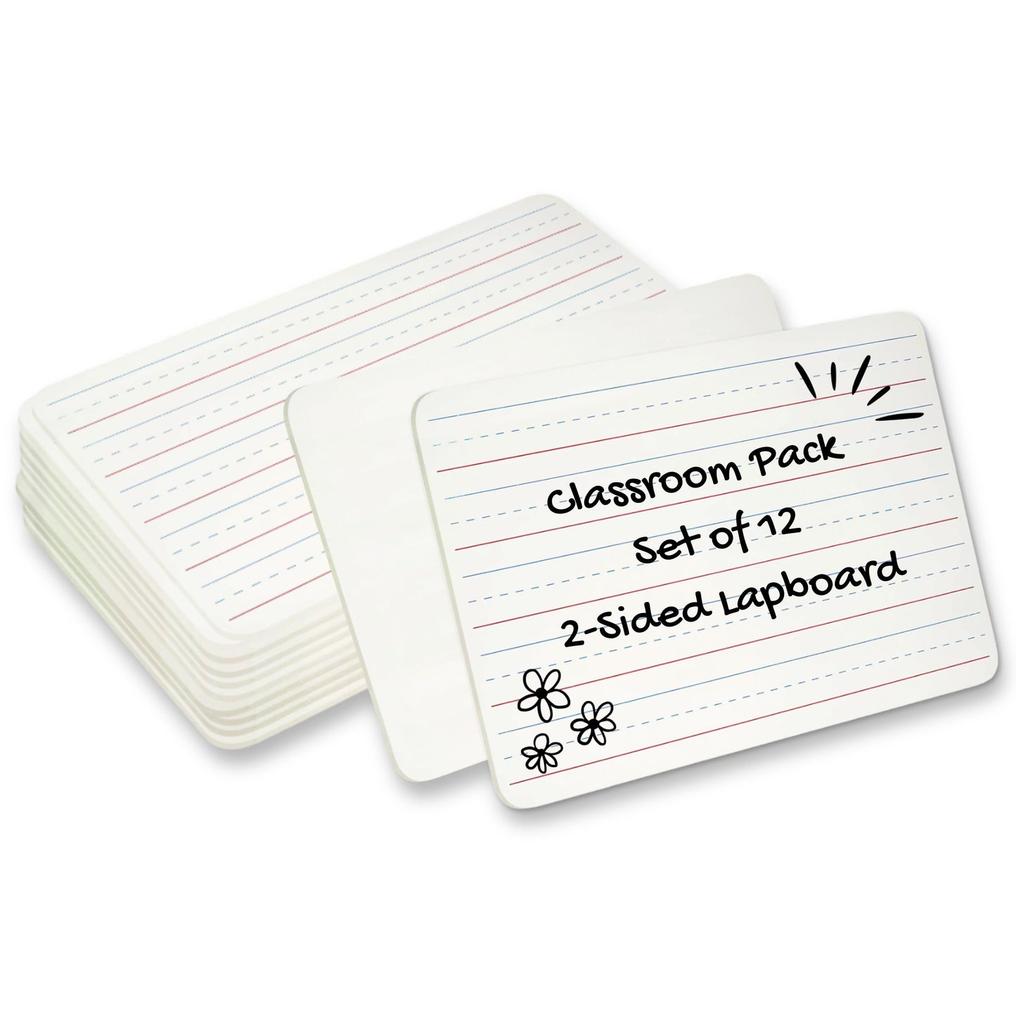 Charles Leonard, Inc. Two Sided Dry Erase Board, 9 x 12 Inches Lapboard, Masonite, Plain/Lined White, 12 Each (35120)