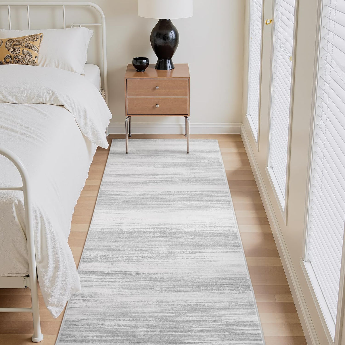 tchdio Abstract Runners for Hallways - 2x10 Runner Rug Washable Non Slip, Modern Abstract Carpet Ultra Soft Kitchen Runner, Low Pile Rugs for Entryway Bedside Laundry Room Grey