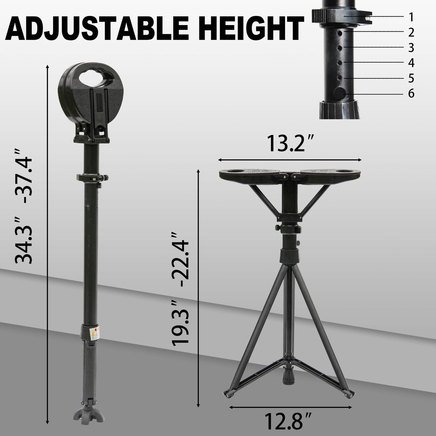 ALEVMOOM Upgraded Walking Cane with Seat, Capacity 550lbs Foldable Cane Chair for Adults, Portable Seats for Seniors, Easy Carry Stick for Hiking Traveling Camping (Black)