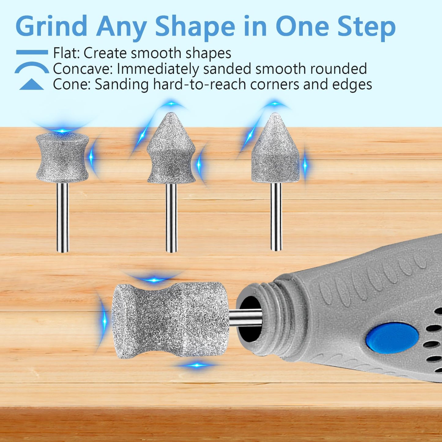 RIUORKIE Diamond Rotary Nail Grinder Bits for Dog, 1/8" Diamond Dog Nail Grinder Attachment Attachment for Dremel Grinder Replacement Heads Pets Nail Care Clippers for Medium Large Dogs.