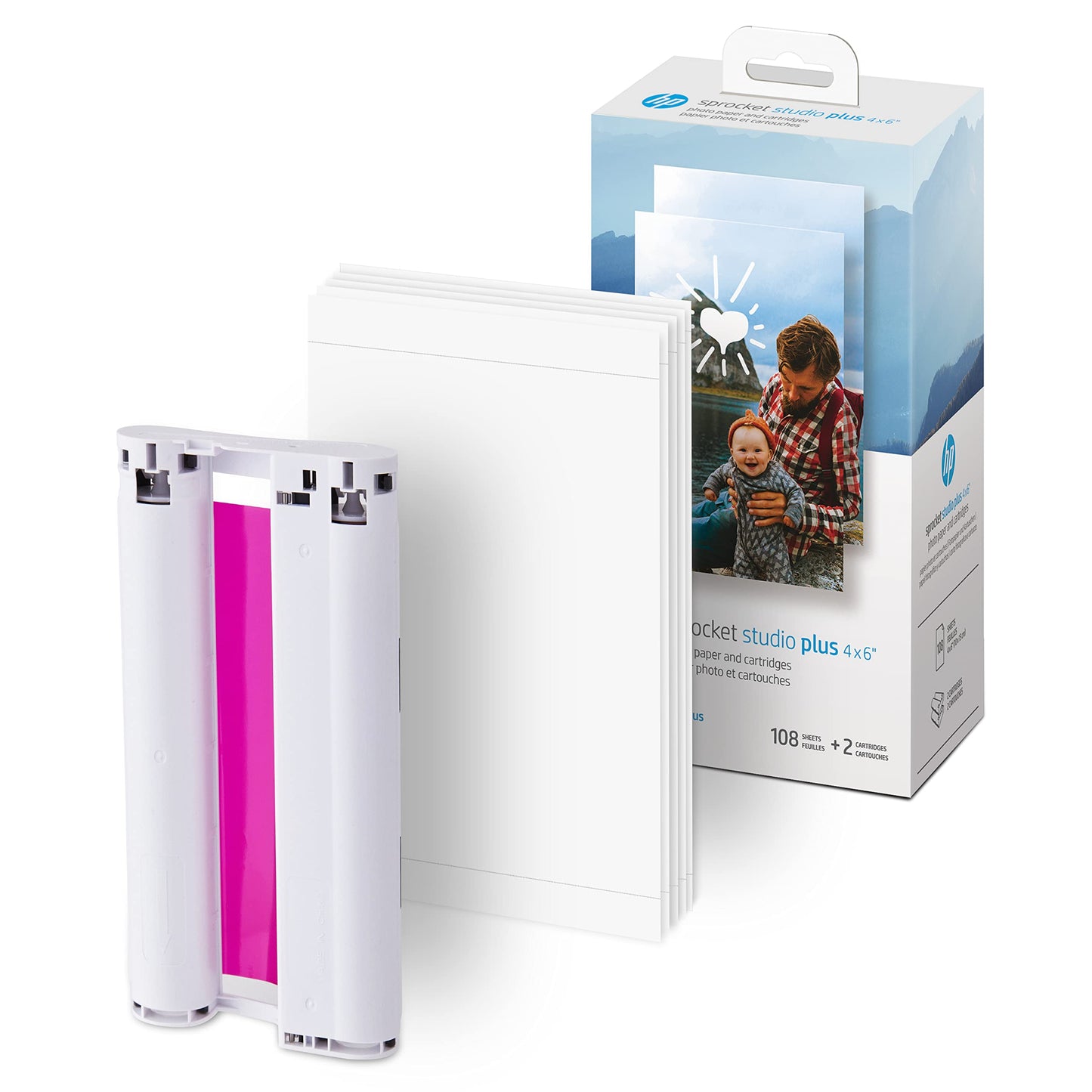 HP Sprocket Studio Plus 4 x 6” Photo Paper and Cartridges (Includes 108 Sheets and 2 Cartridges) – Compatible only with HP Sprocket Studio Plus Printer