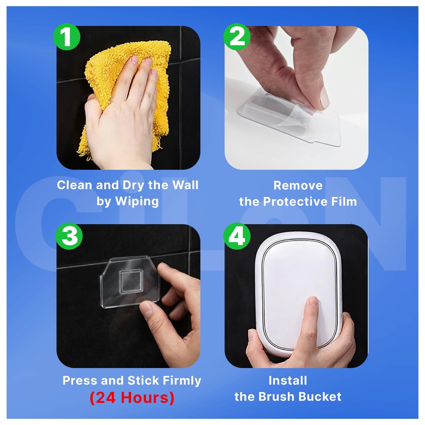 CiLoN Disposable Toilet Cleaning System + 30 Disposal Toilet Bowl Brush Refill Heads. Space-Saving Wall Mounted Toilet Brush and Holder Set for Modern Bathrooms & RVs. (Starter Kit + 30 Sponge Pads)