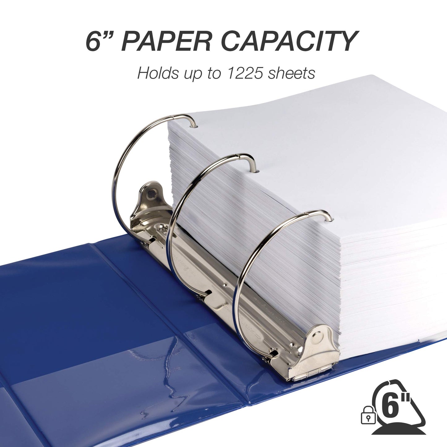 Samsill Durable 6 inch 3 Ring Binder, Made in USA, Locking D Ring FSC 100% Recycled Chipboard, Blue