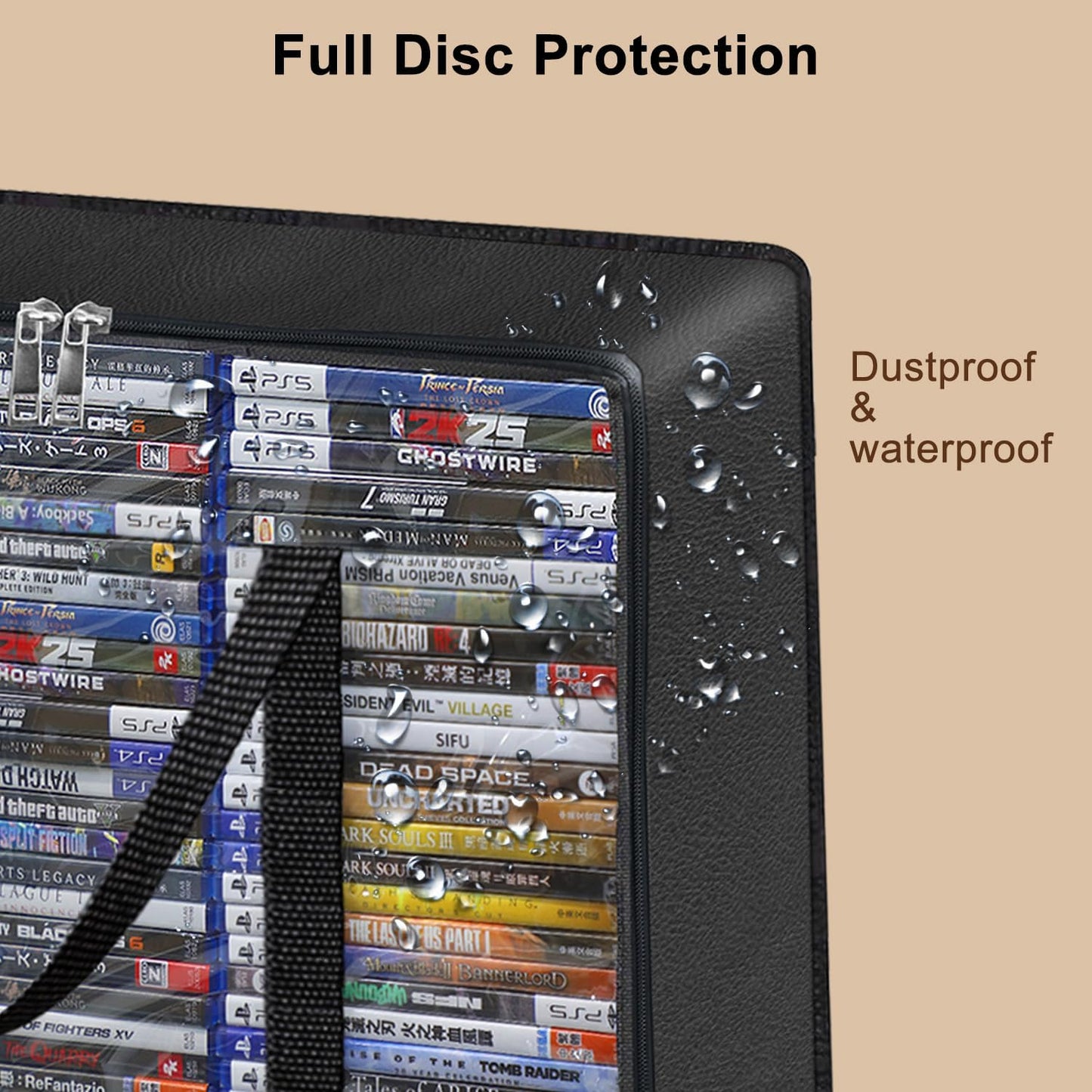DVD Storage Bags 2 Pack, Clear PVC Plastic CD Storage Case with Handles, Storage Bags for DVDs, CDs, Blu-ray Case, Video Game Cases, Movie Cases