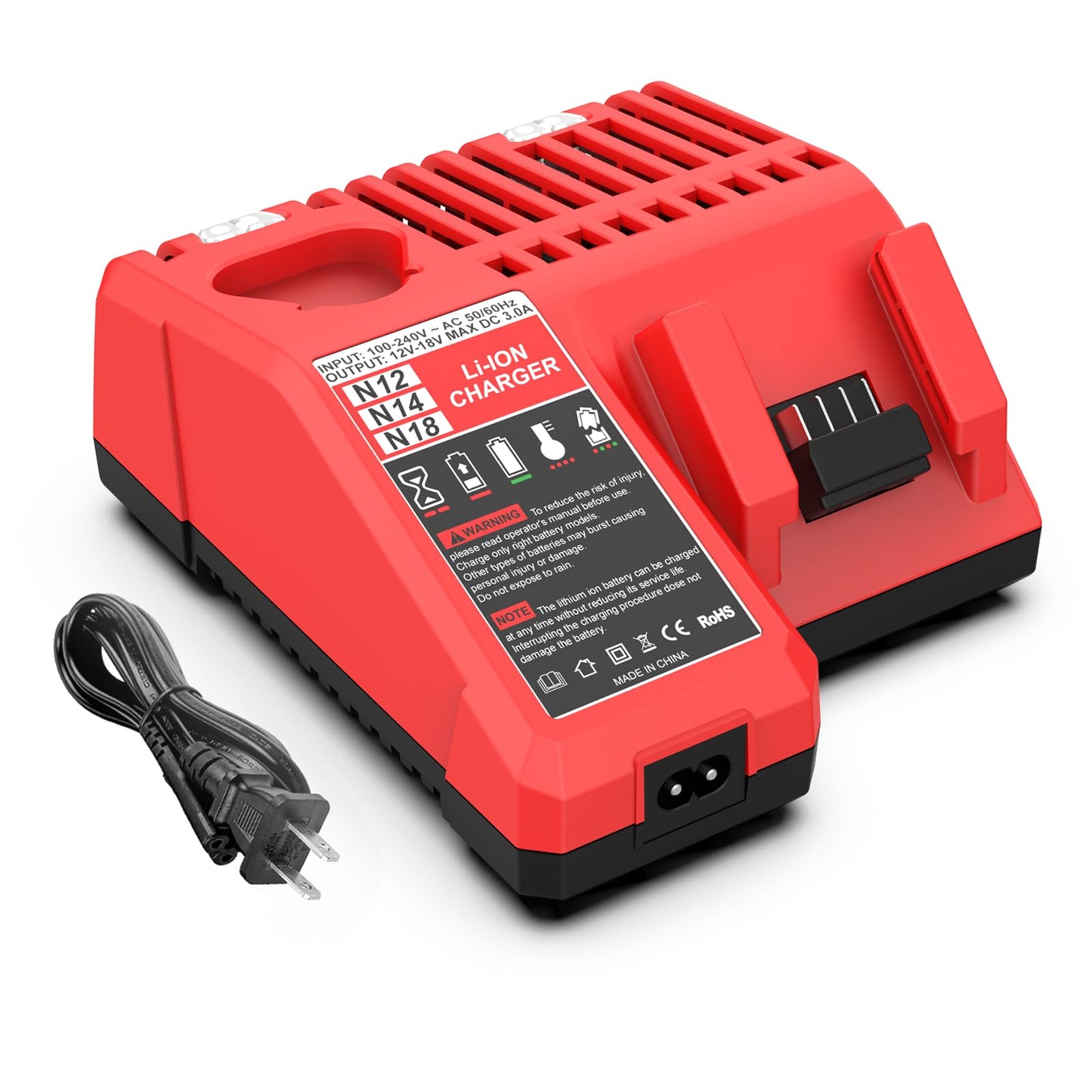 BECDXPal Charger Replacement for Milwaukee 18V Charger Compatible with Mil-Waukee 12V&18V Battery 48-11-2420 48-11-1815 48-11-1840 48-11-1841(Not Made in Milwaukee)