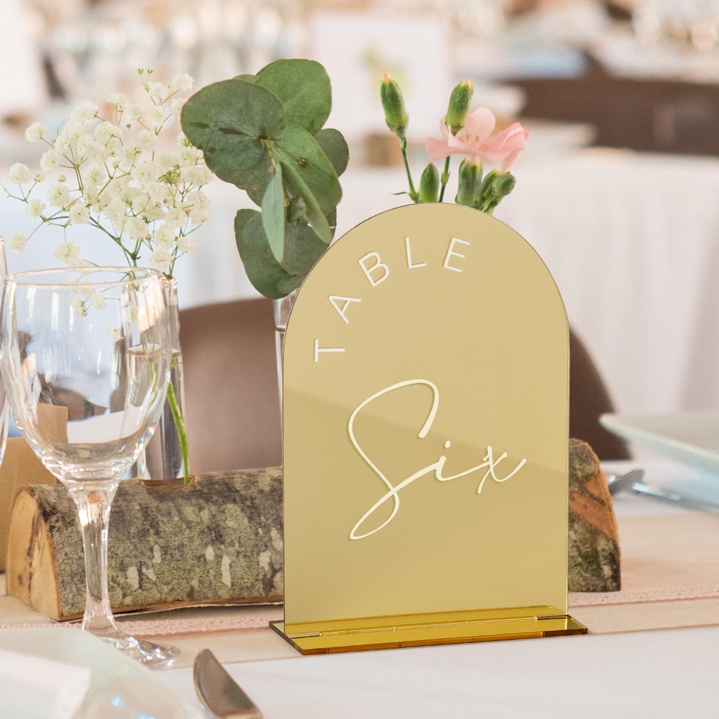 Gold Mirrored Arch Wedding Table Numbers with Stands 1-30, 5x7 Inch Acrylic Arch Sign with Holder, Gold Arch Acrylic Table Numbers for Wedding Reception Table Centerpiece Decoration(Gold Mirror, Table