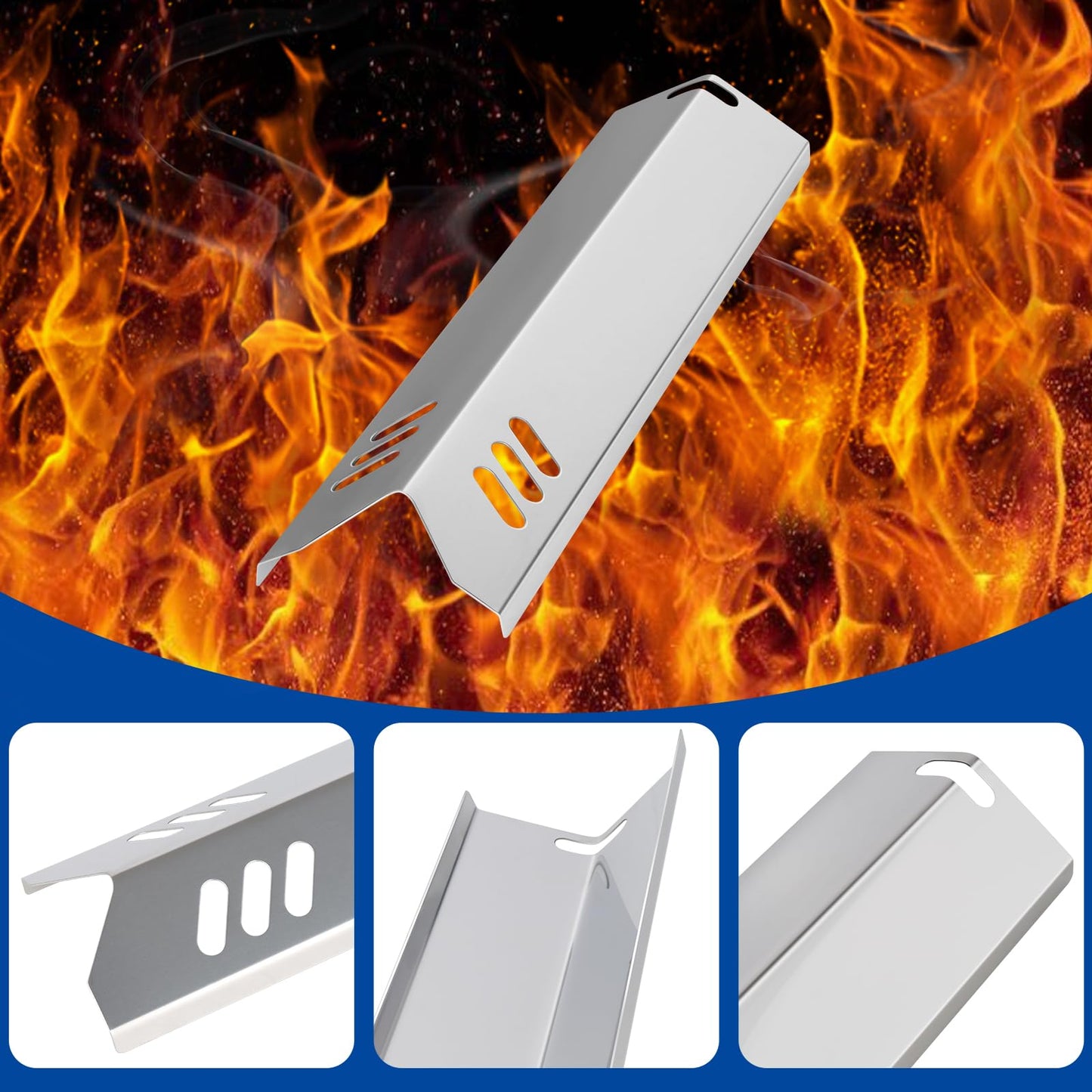 BBQ Heat Shields Grill Heat Plates Heat Tents Barbecue Burners Grill Burner Cover for Dynaglo DGF510SBP, DGF510SSP,Backyard GBC1460W GBC1461W,Phoenix, Montana,Uniflame Grill,Stainless Steel 6 Pack