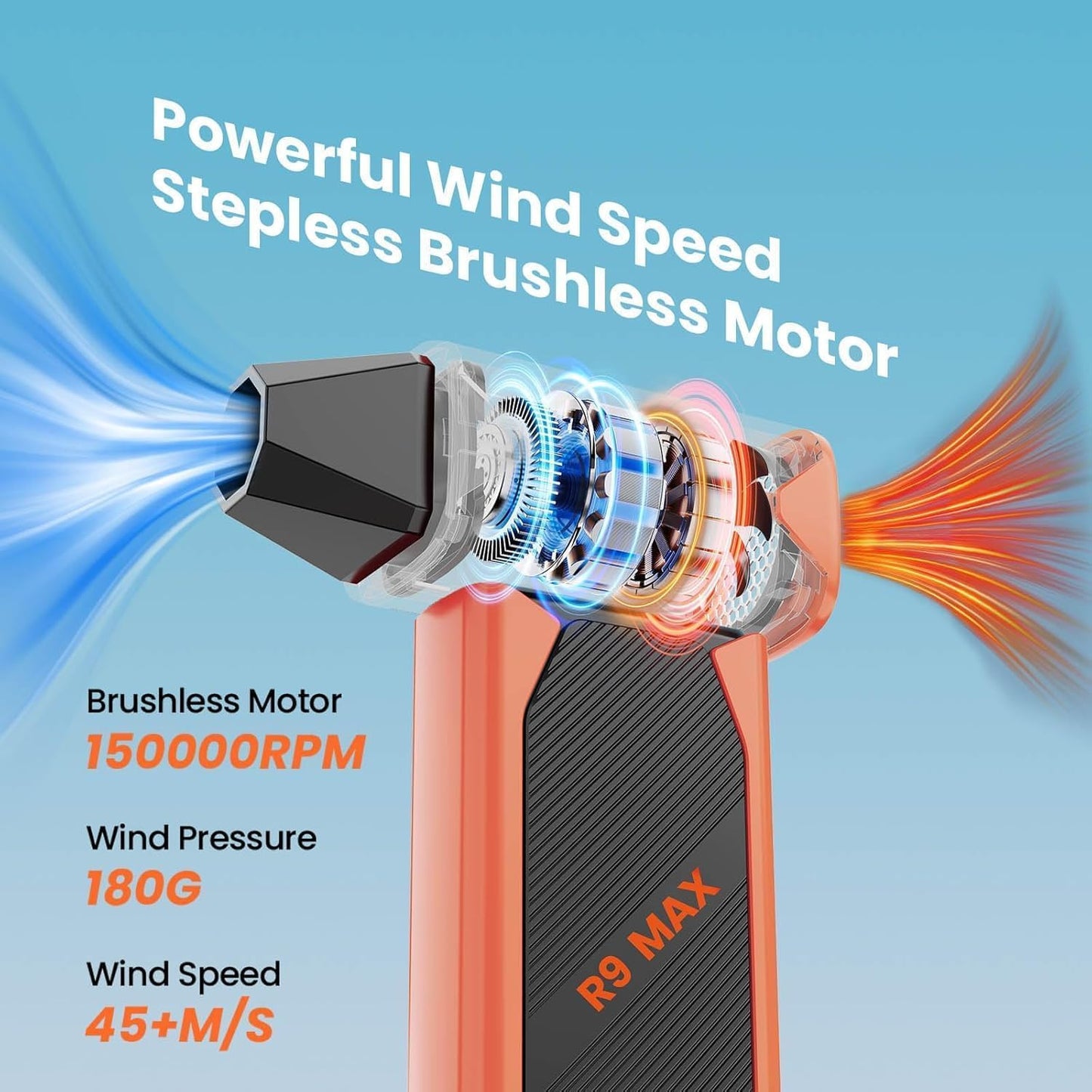 Compressed Air Duster,150000RPM Brushless Motor Electric Air Duster,8-Gear Adjustable Air Blower with LED Display, Rechargeable Powerful Dust Cleaner for Computer, Keyboard (Blackmax)