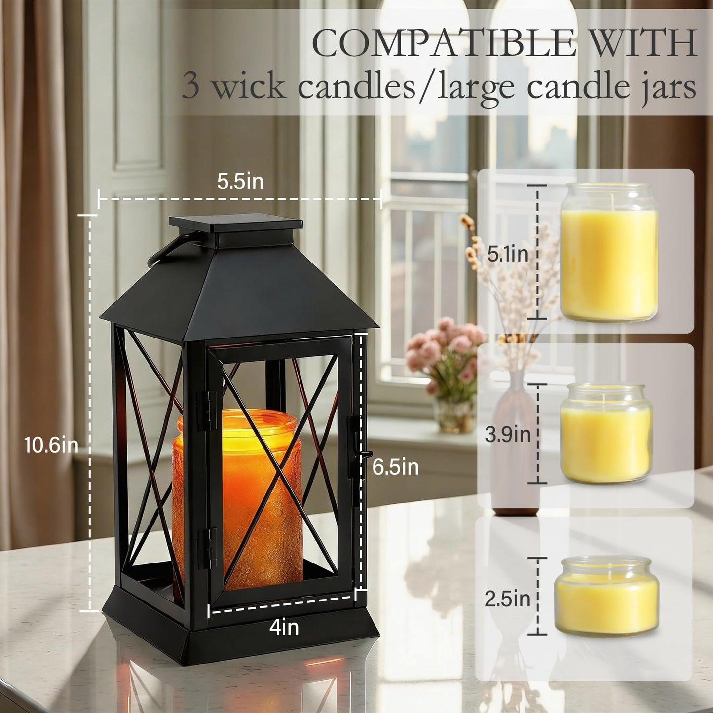 Candle Warmer Lamp,Candle Warmer Lamps with Timer,Black Lamp Candles Warmer Lantern for Jar Candle,Dimmable Candle Lamp Warmer Farmhouse with 2 Bulbs,Auto Shut Off & Adjustable Brightness