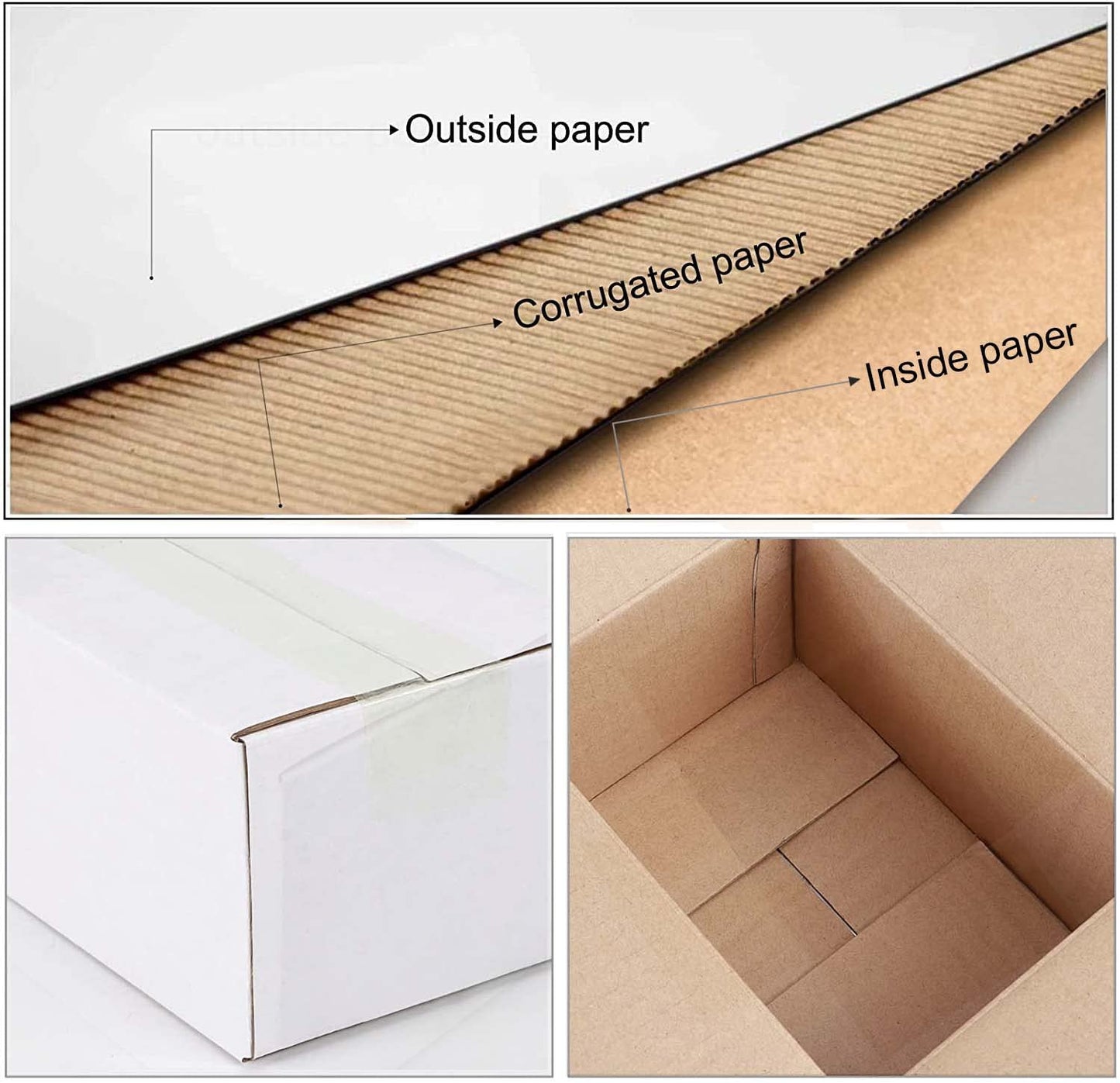 Calenzana 25 Pack 11x6x6 Shipping Boxes, White Corrugated Cardboard Box for Mailing Packing Gifts