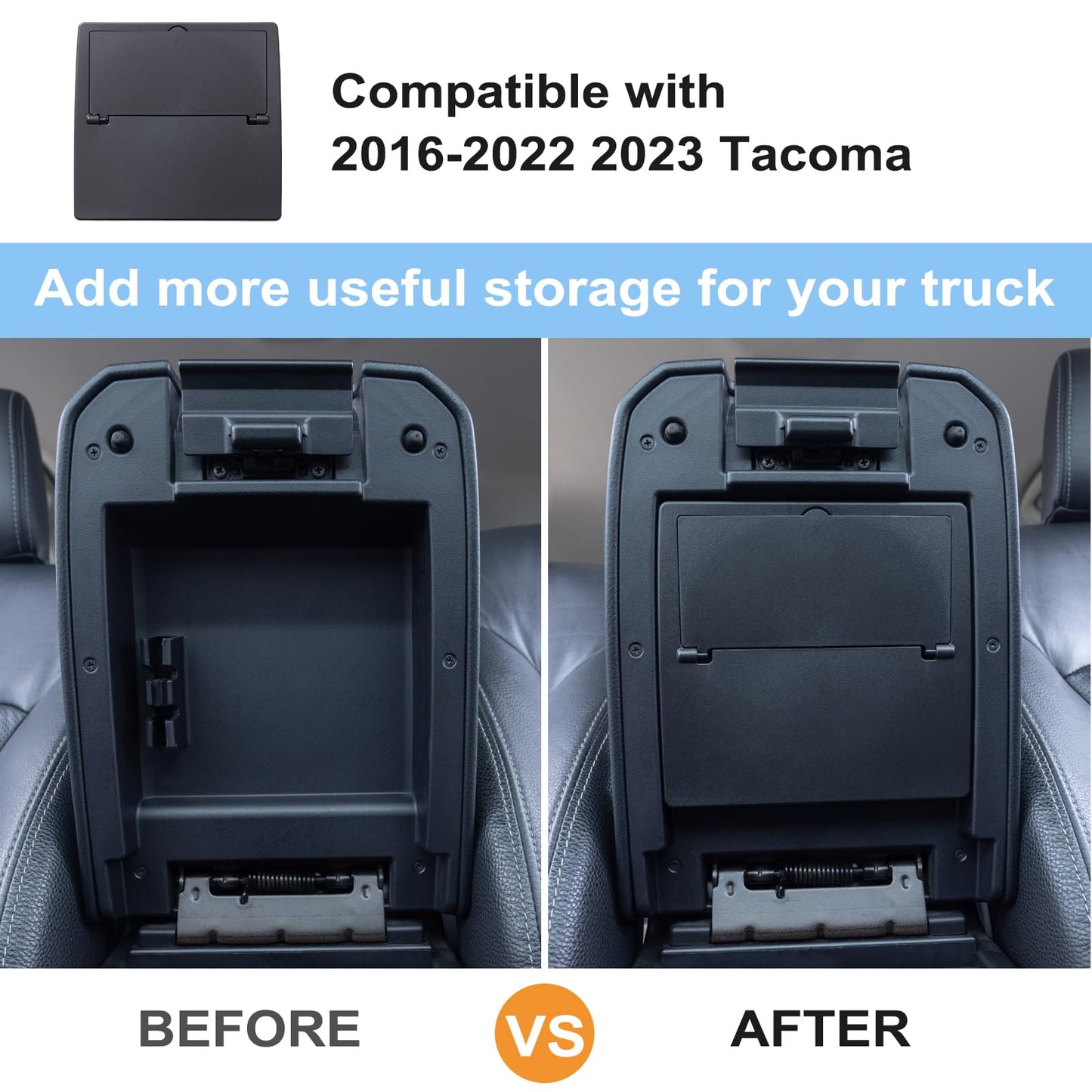 JKCOVER Center Console Hidden Box Organizer Compatible with 2016-2021 2022 2023 Toyota Tacoma Accessories Armrest Hidden Storage Box Secret Compartment Press to Open and Close (Patent Design)