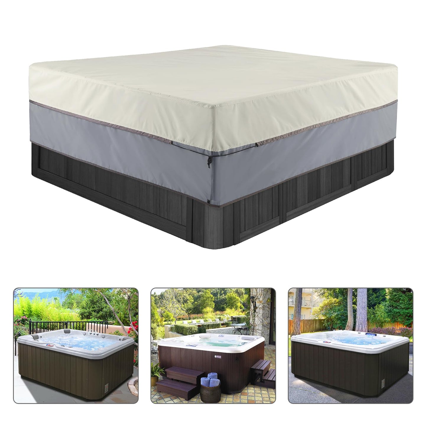 STEECA Waterproof Hot Tub Cover Outdoor Square SPA Hard Cover Protector 85 x 85 x 20H inch