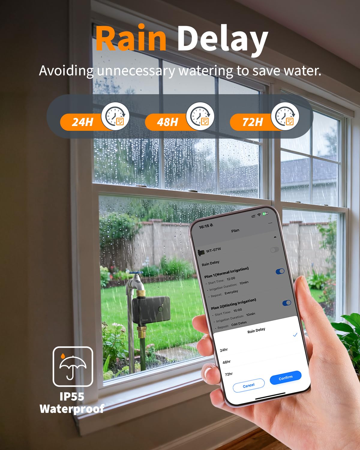 Diivoo Brass WiFi Water Timer, Smart Sprinkler Timer for Garden Hose Remote Control,Compatible with Alexa and Google Home,Multiple Watering Plans,Rain Delay & Manual Watering for Garden,Lawn,Yard