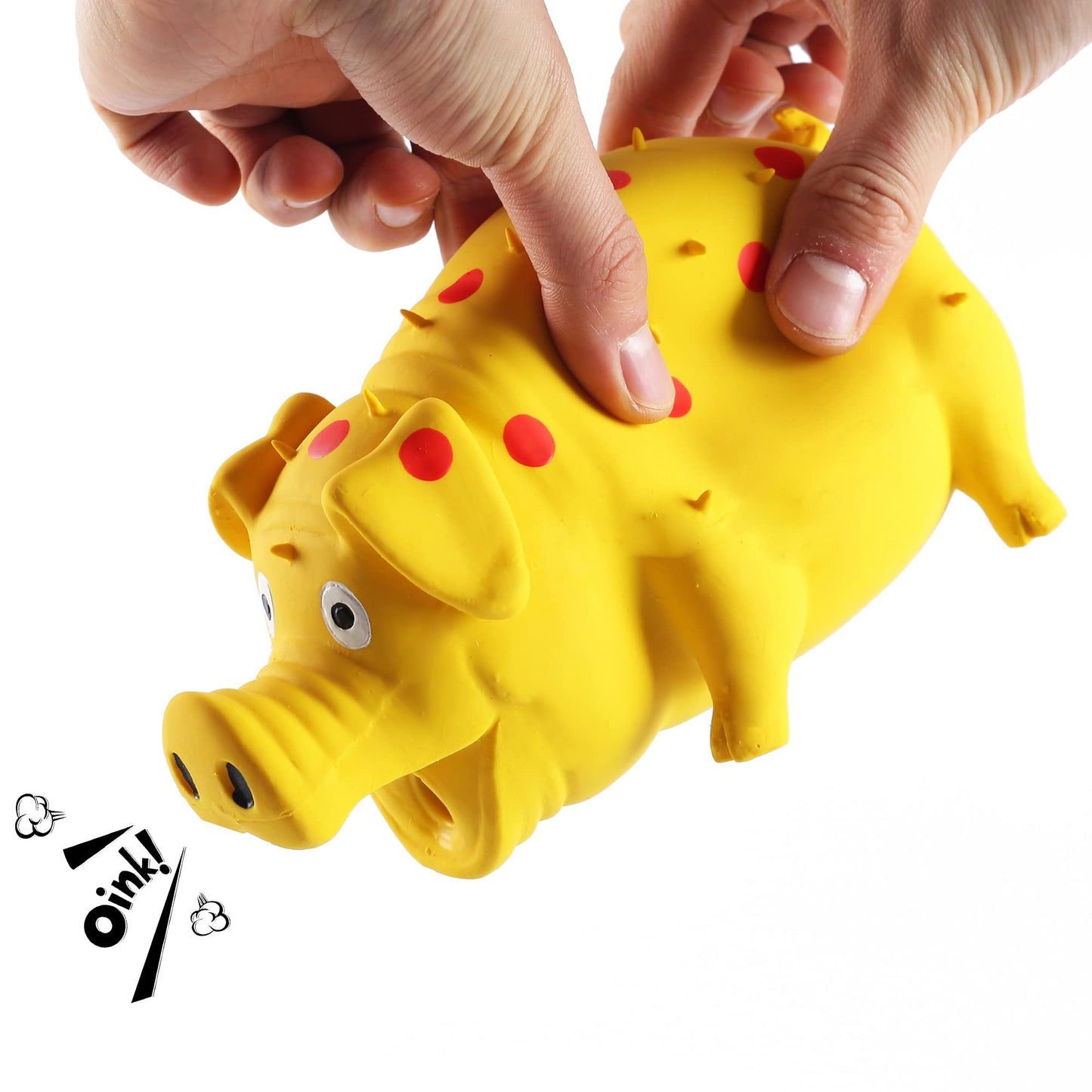 3-Pack Squeaky Pig Dog Toys - Durable Rubber Chew Toys with Oinking & Grunting Sounds for Small, Medium & Large Dogs - Interactive Latex Puppy Toy Set