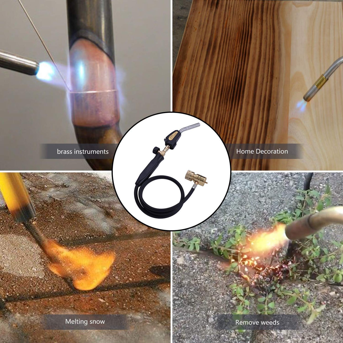 Propane Torch Hand Hose, Mapp Gas Torch,Welding Torch,Hose Length 1.5M/60 Maximum Operating Temperature 1900℃/3600℉-with Hook