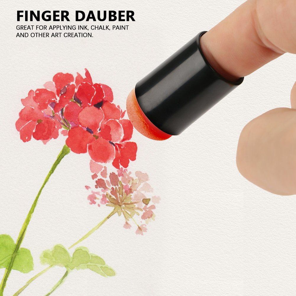 40pcs/lot Sponge Finger Daubers Foam with Box Finger Painting Craft Set Fingerpaint Drawing Sponge Foam Finger Chalk Ink