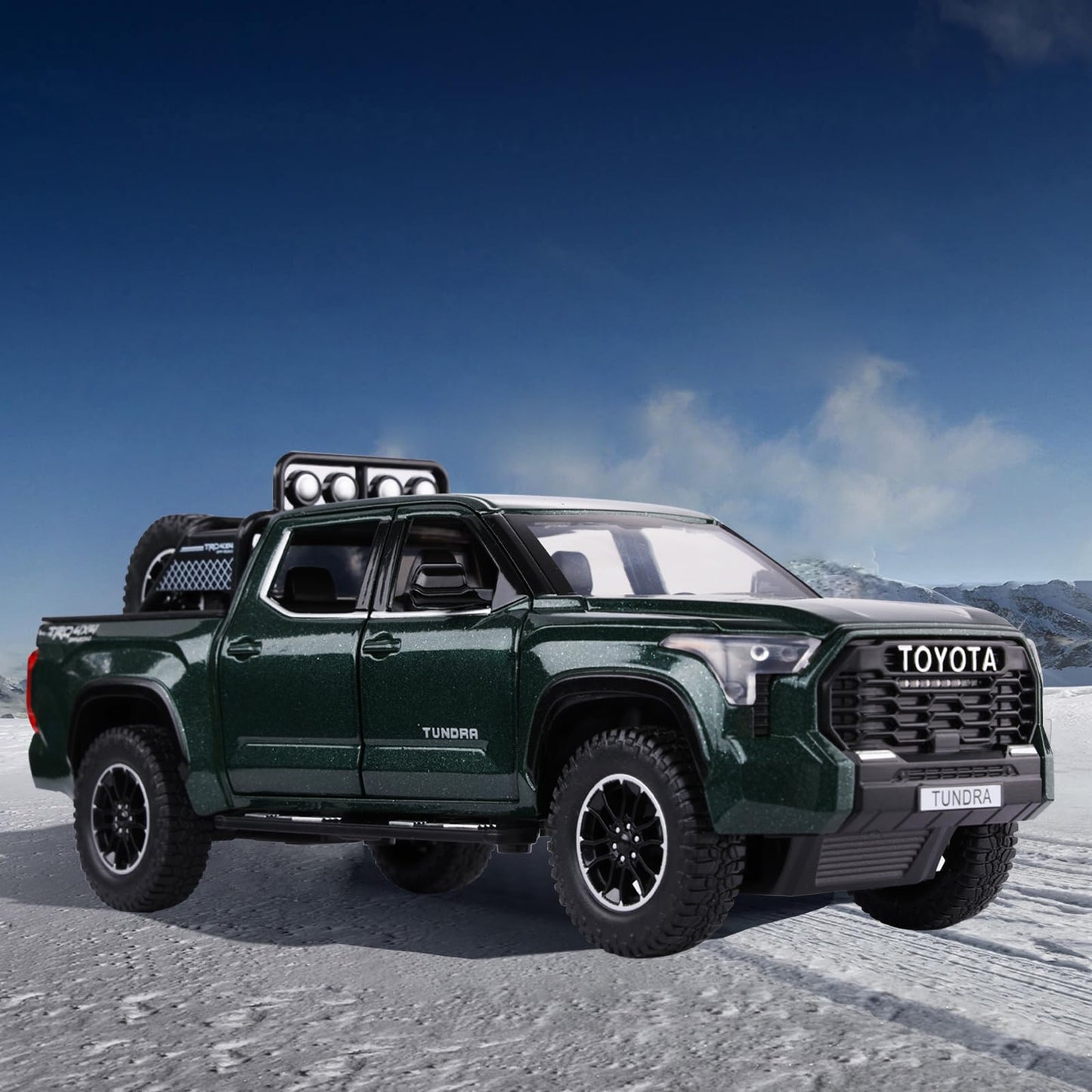 SASBSC Tundra Truck Toys for 3 4 5 6 7 Year Old Boys Off-Road Pickup Toy Trucks for Boys Age 3-5 Diecast Metal Trucks with Light and Sound Pull Back Toy Cars Birthday Gift for Kids Green