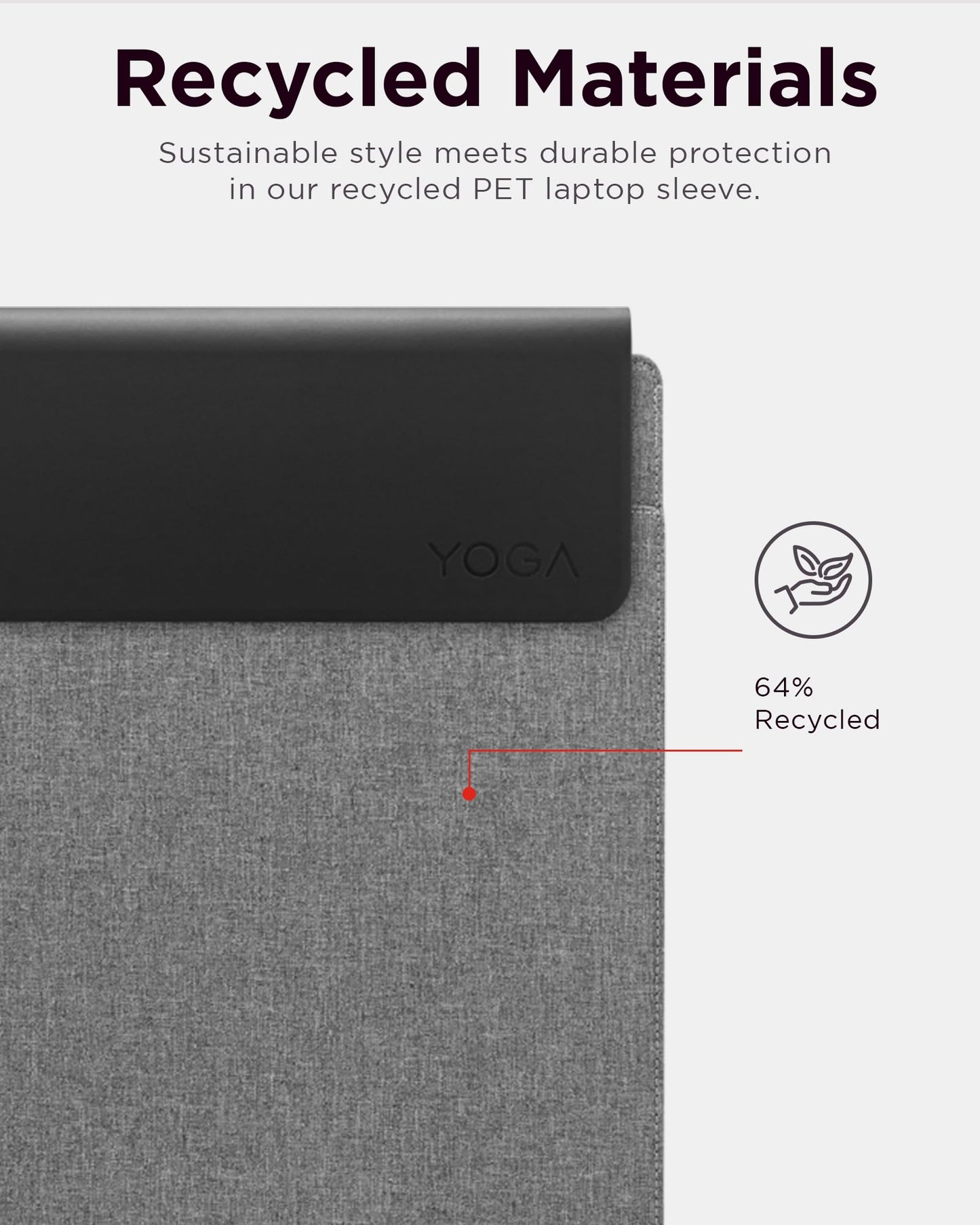 Lenovo Slim Laptop Sleeve 16 Inch Notebook/Tablet - Compatible with MacBook Air/Pro - Eco-Friendly Lightweight Case with Accessory Pocket & Magnetic Closure - Grey