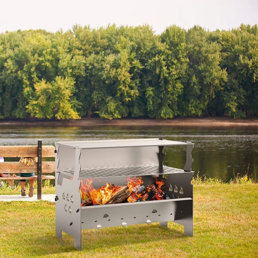 onlyfire Detachable Portable Charcoal Wood Grill Camping Grill for Picnic, Hiking, Backyard Cooking - with Handbag
