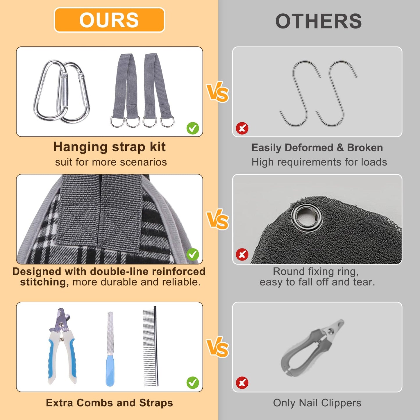 BEAUTYZOO Dog Grooming Hammock for Small Dogs Cat- Dog Sling for Nail Trimming/Clipping- Dog Hanging Harness Holder with Thick Fabric Neck Support & Strap Restraint Claw Care, Black White S