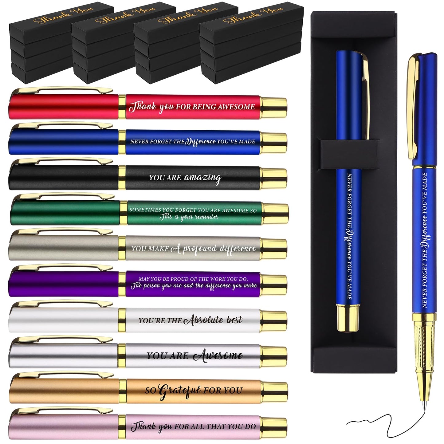30 Sets Employee Appreciation Gifts Bulk Inspirational Ballpoint Pens with Thank You Gift Boxes Motivational Quote Pen Office Gift Leaving Gifts for Colleagues Nurse Teacher Coworker Team Volunteer