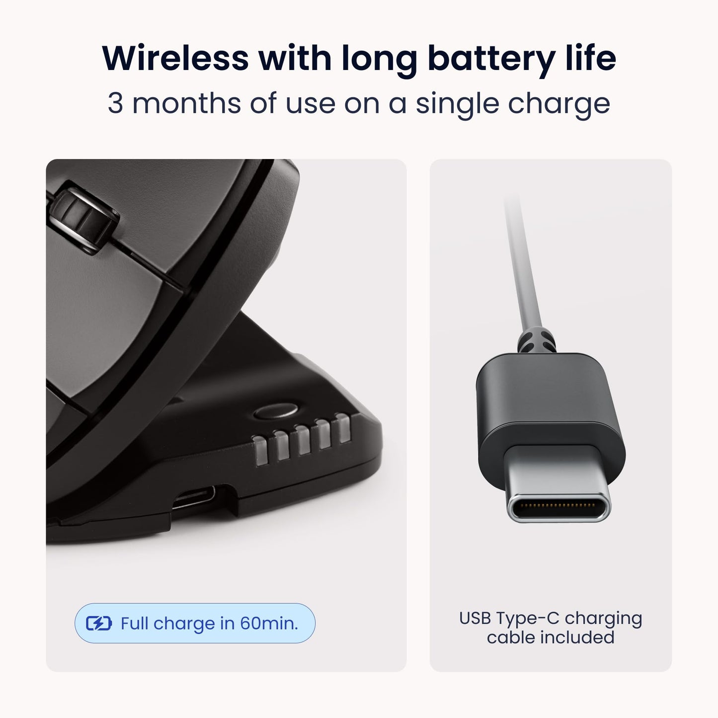 Contour Unimouse: Ergonomic Vertical Mouse Design Relieves Muscle Strain, Adjustable 35°-70° Angle, Customizable Thumb Rest, Rechargeable Battery, 6 Programmable Buttons, Mac and PC
