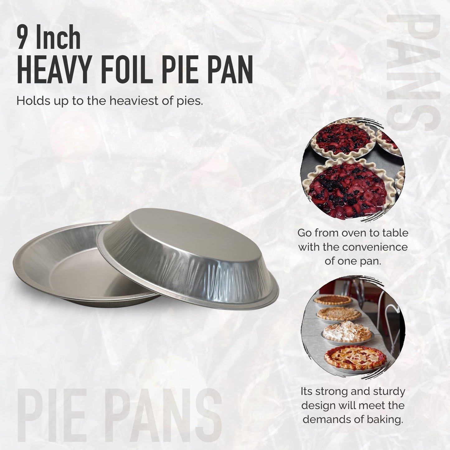 KitchenDance 9 Inch Pie Tins - Premium Disposable Pie Pans Made from 50 Gauge Recyclable Aluminum - Smooth Wall Design for Pies and Dinners - Efficient Baking - 922 (50, Silver)