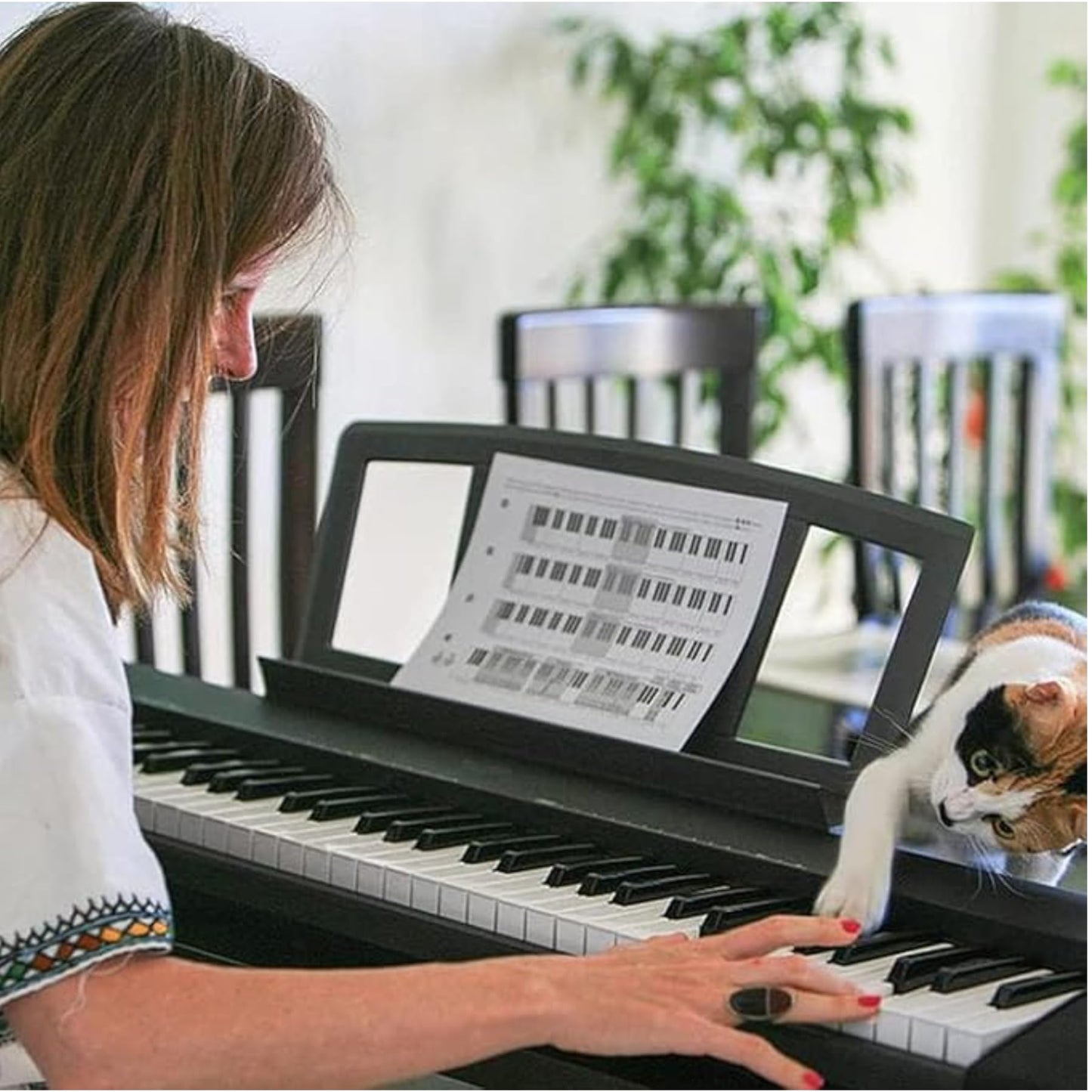 Music Stand for Sheet Music, Compatible with Yamaha Music Sheet Stand,KBPSR/YPT/KBP/PDGX/NP Series Keyboard Music Score Stand, Stable And Durable, Keyboard Sheet Music Stand with 4 Music Book Clip
