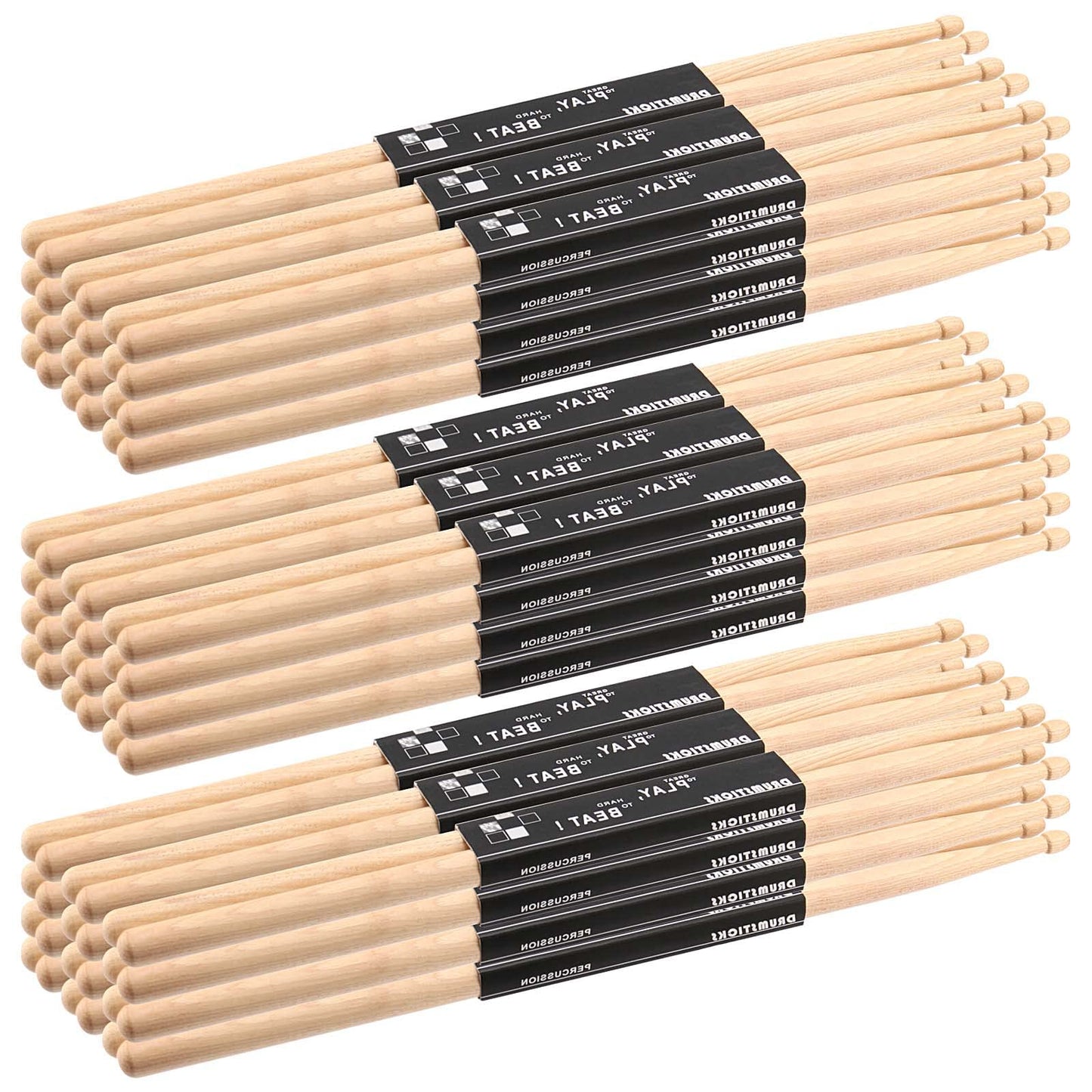 TAICHEUT 72 Pieces 36 Pairs 5a Drumsticks, Maple Wooden Drum Sticks, Wood Tip Drumstick Bulk, Percussion Accessories for Drummer, Beginner, Drumming, Practice, and Performance (Yellow)