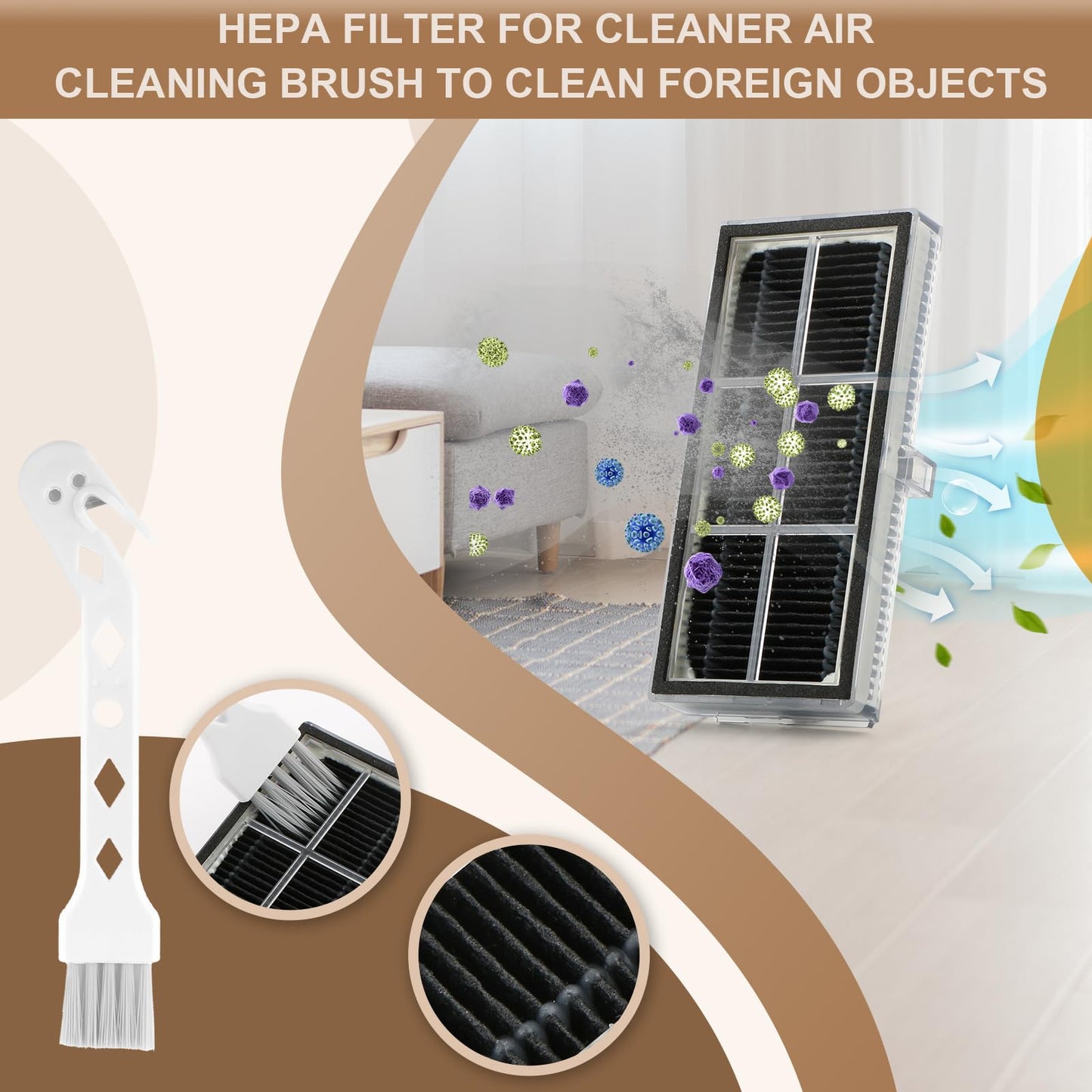 28Pack Dust Bag Replacement Accessories for MOVA P10 Pro Ultra Vacuum Cleaner 2 Main Brushes 8 Side Brushes 6 Hepa Filters 6 Dust Bags 4 Mop Pads 1 Cleaning Brush 1 Screwdriver