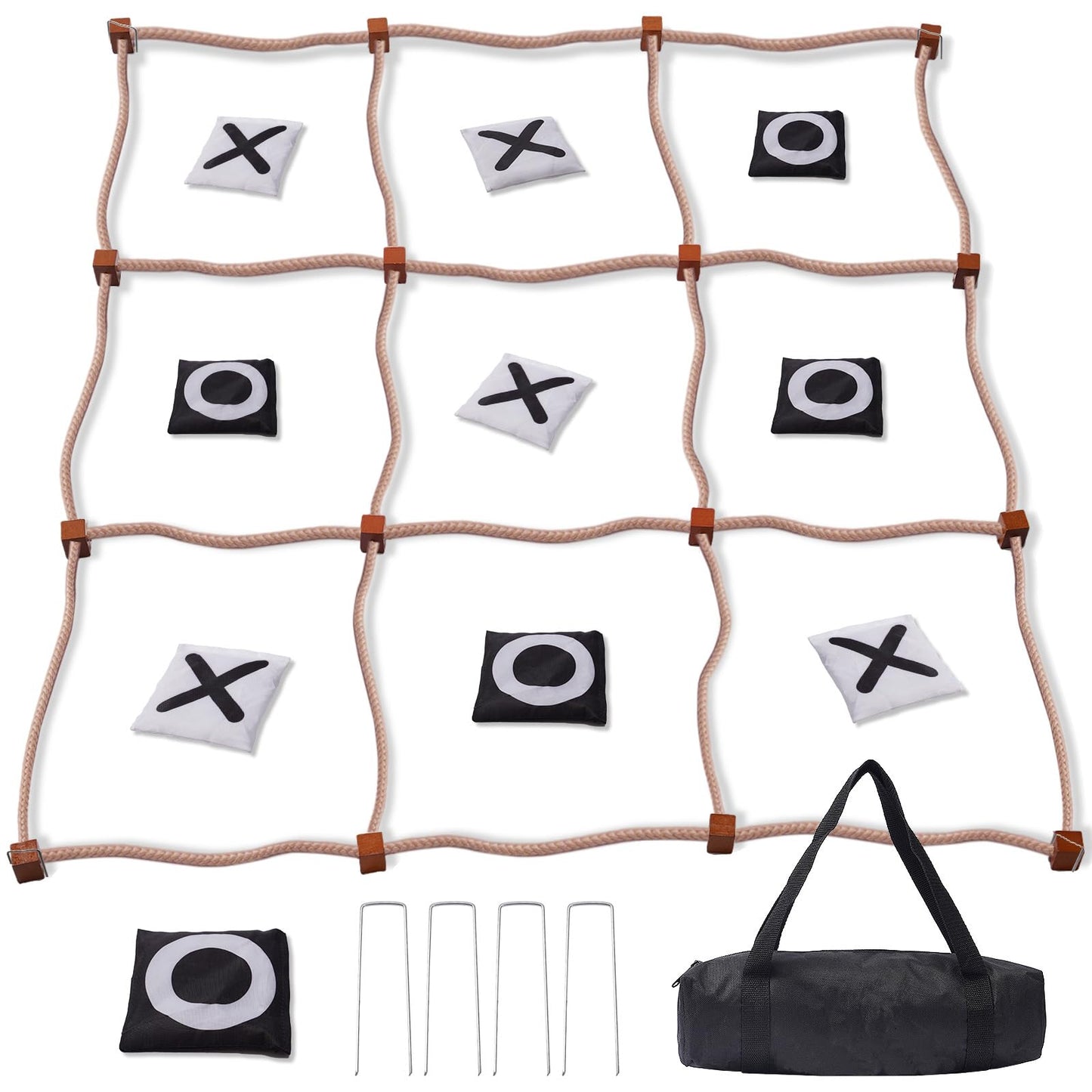 YOSHINE Tic Tac Toe Games Outdoor - 4ft x 4ft Giant Tic Tac Toe Game Outdoor, Bean Bag Toss Game for Outdoor Lawns, Courtyards, Birthday Parties, and Family Gatherings, Suitable for Kids and Adults
