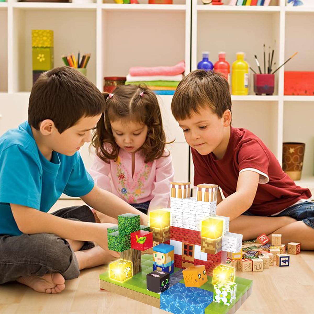 JOYYAGSK 1 Inch 150PCS Magnetic Blocks Building Set, Magnet Constructions Stacking Toys STEM Sensory Educational Christmas Birthday Gifts for Toddler Boys Girls