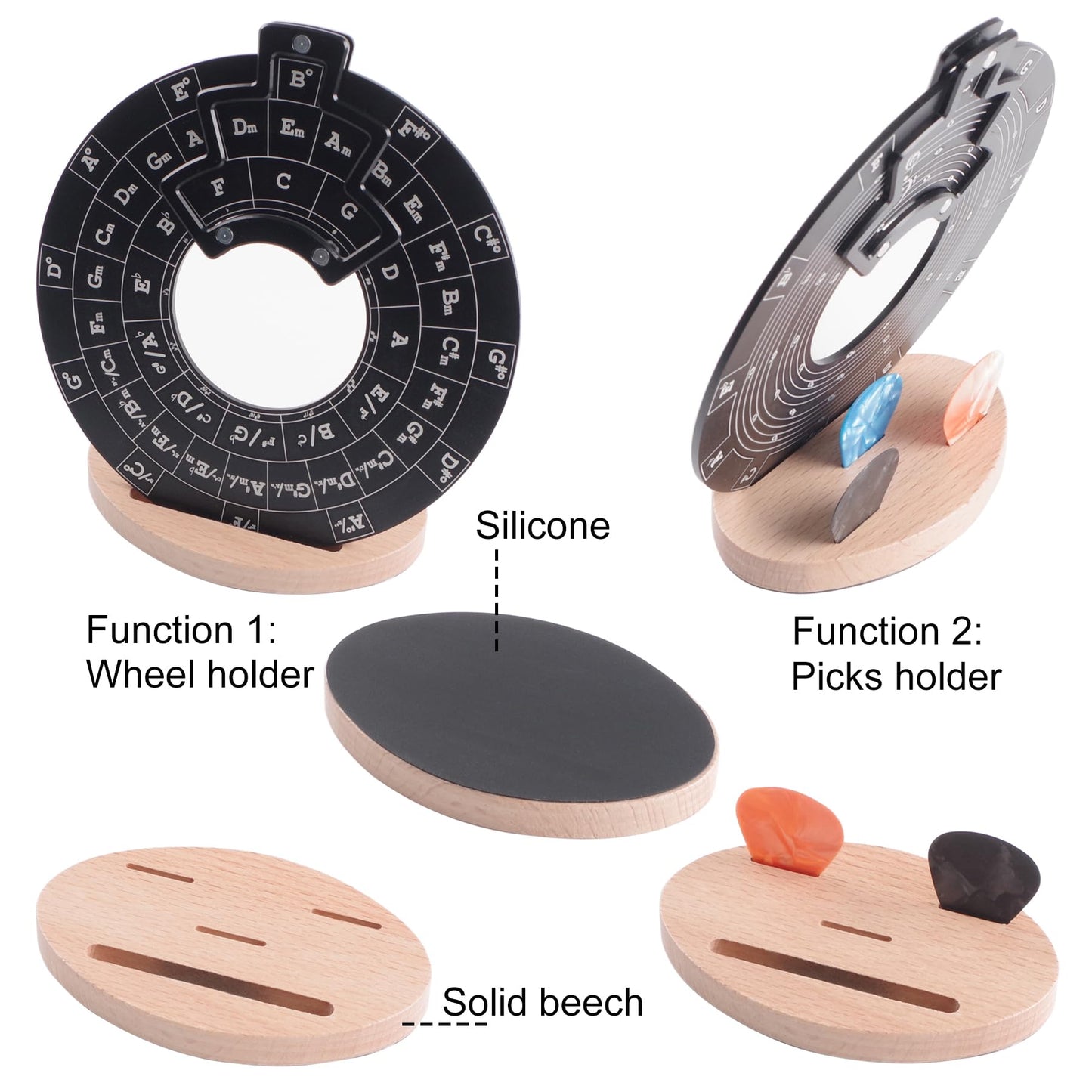 Rockhouse Circle of Fifths Wheel Metal Melody Tool Chord Wheel with Stand Holder - Music Theory Learning Tool for All Instrument Musicians Songwriting