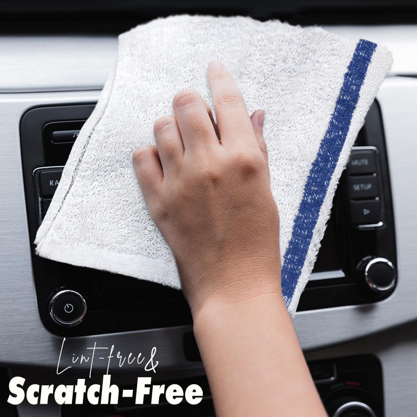 Bar Mops Blue Stripe Pack of 60 Kitchen Towels 16x19 Multi-Purpose for Home, Restaurant and Cleaning White Absorbent Washcloth Dishcloths Sets, Reusable Dish, Cloths Rags