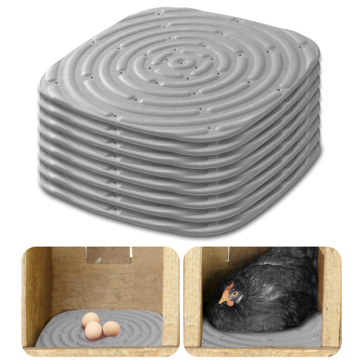 8 Pack Washable Nest Pads, Sponges Nesting Box Liners, Chicken Bedding for Coop, Laying Eggs Boxes, Nesting Pads, Coop Accessories (Gray)
