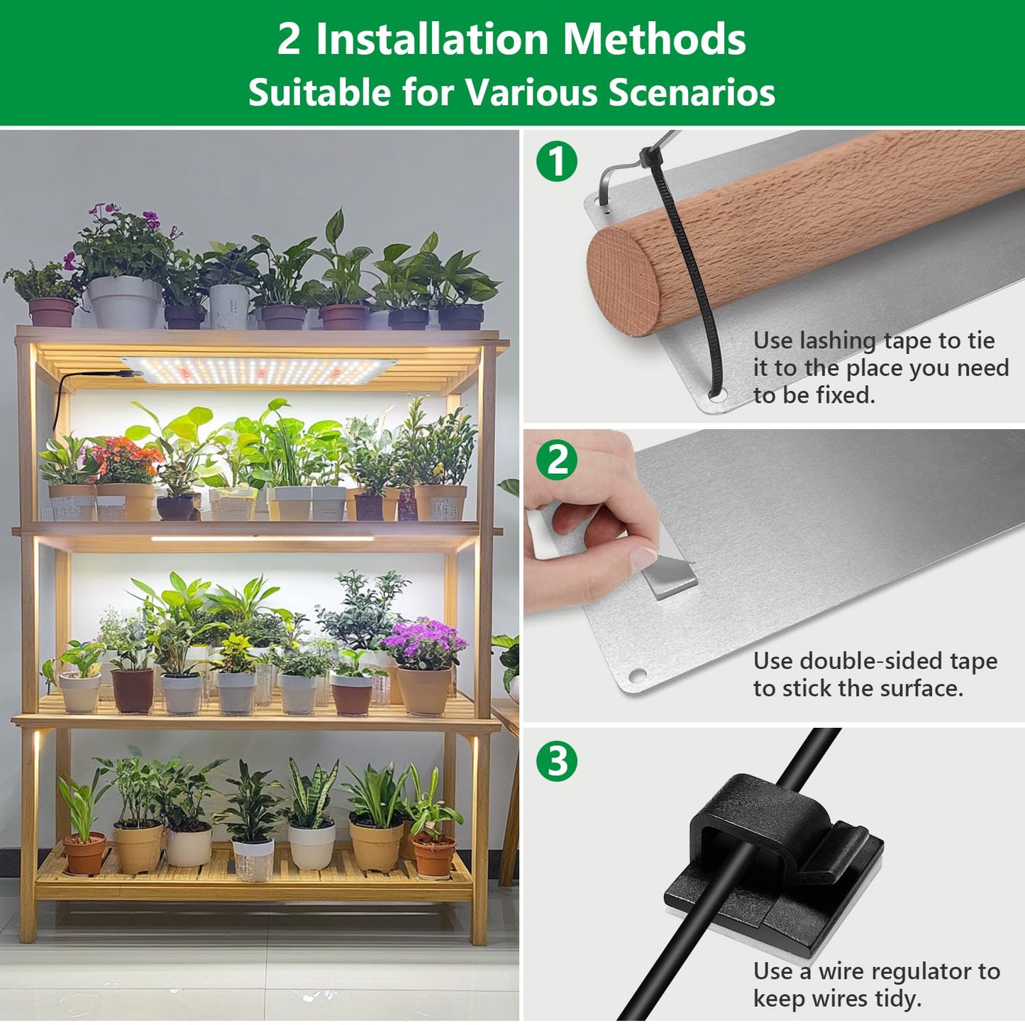 Aumtrly Grow Lights for Seed Starting, 552 LED Full Spectrum Plant Light Panel for Growing Indoor Plants, Slim Grow Lamp with UL Adapter, 6/12/16H Timer, 3 Light Modes, 5 Dimmable